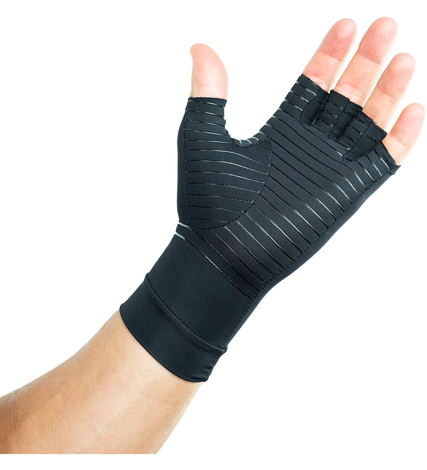 Arthritis Compression Gloves for Pain Relief - Copper Infused Fingerless Design for Men & Women - Carpal Tunnel & Computer Typing (Large - Buy Online on GoSupps.com