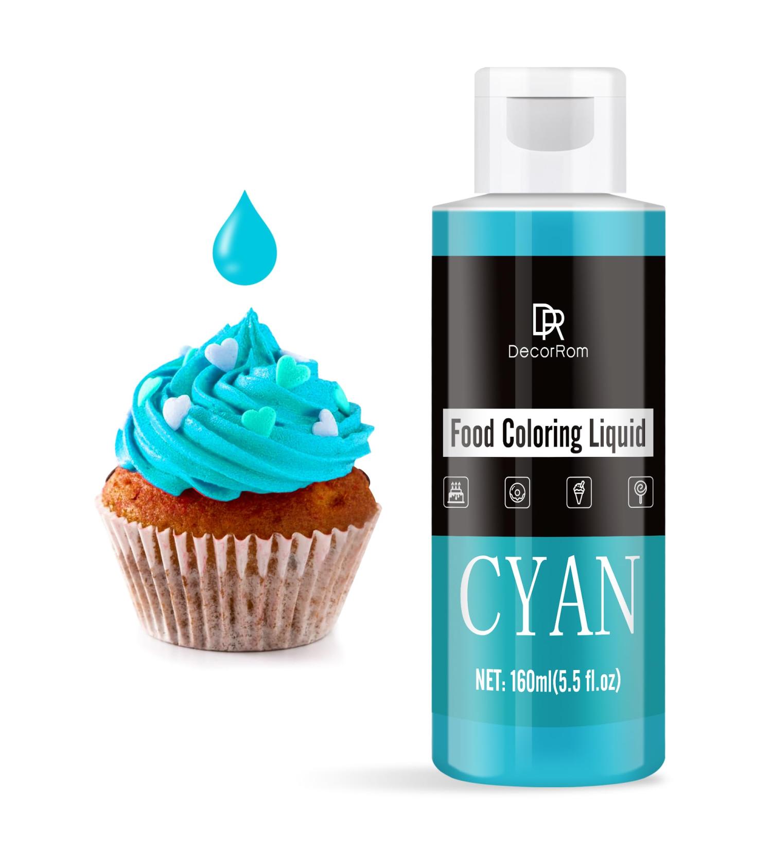 Buy Cyan Food Coloring - 160ml Liquid Concentrated Colors for Baking Cakes Cookies & DIY - Sugar-Free & Perfect for Drink & Easter Egg Decoration - Buy Online on GoSupps.com