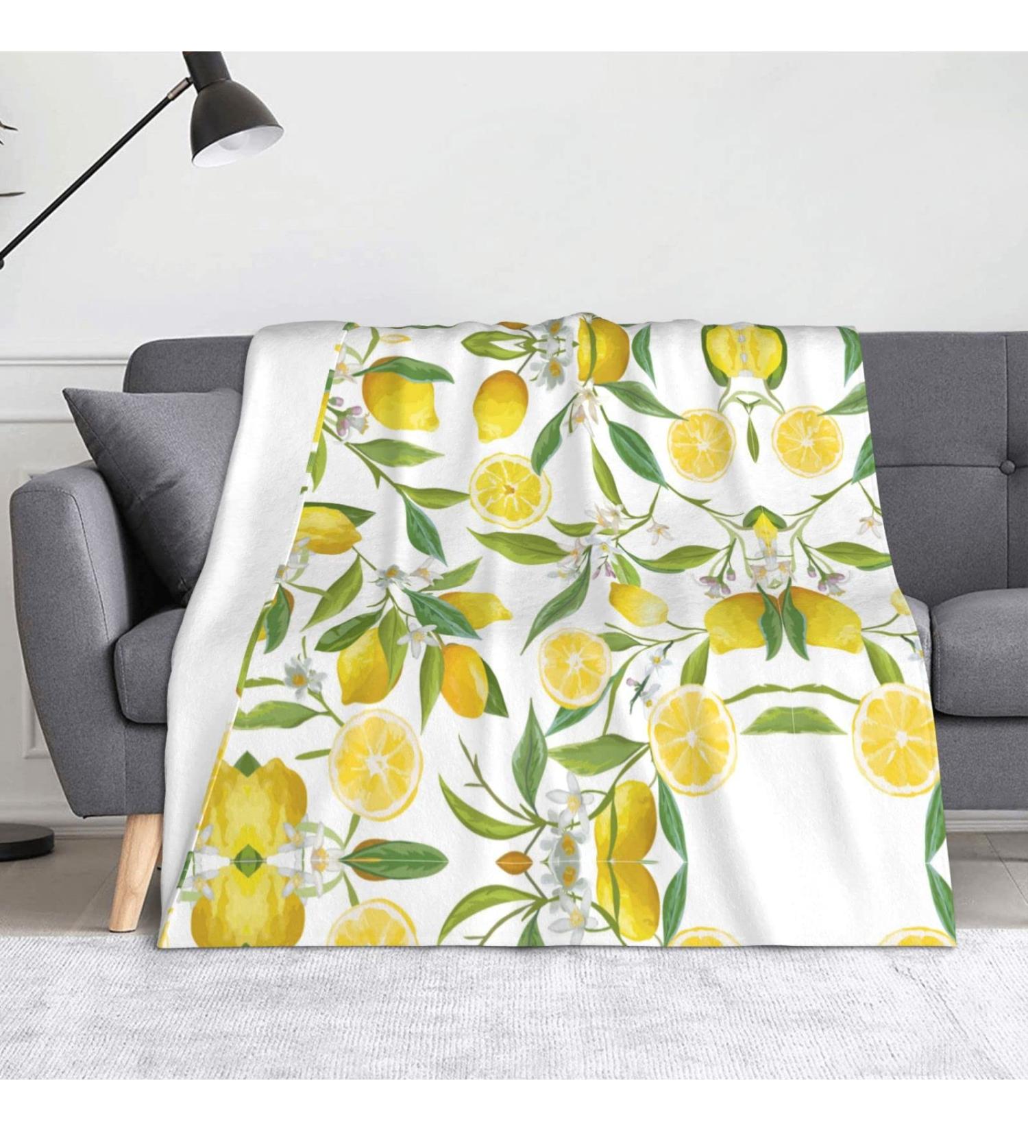 HAHAFU Fresh Tropical Lemons Throw Blanket | Warm Absorbent Picnic Blanket for Bed & Couch - Perfect for All Seasons - Buy Online on GoSupps.com