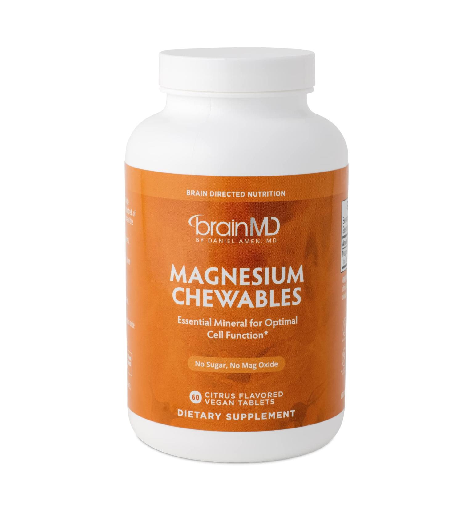 Dr. Amen BrainMD Magnesium Chewables Citrus - 60 Chewable Tablets | Essential Mineral for Memory & Focus | Gluten Free - Buy Online on GoSupps.com