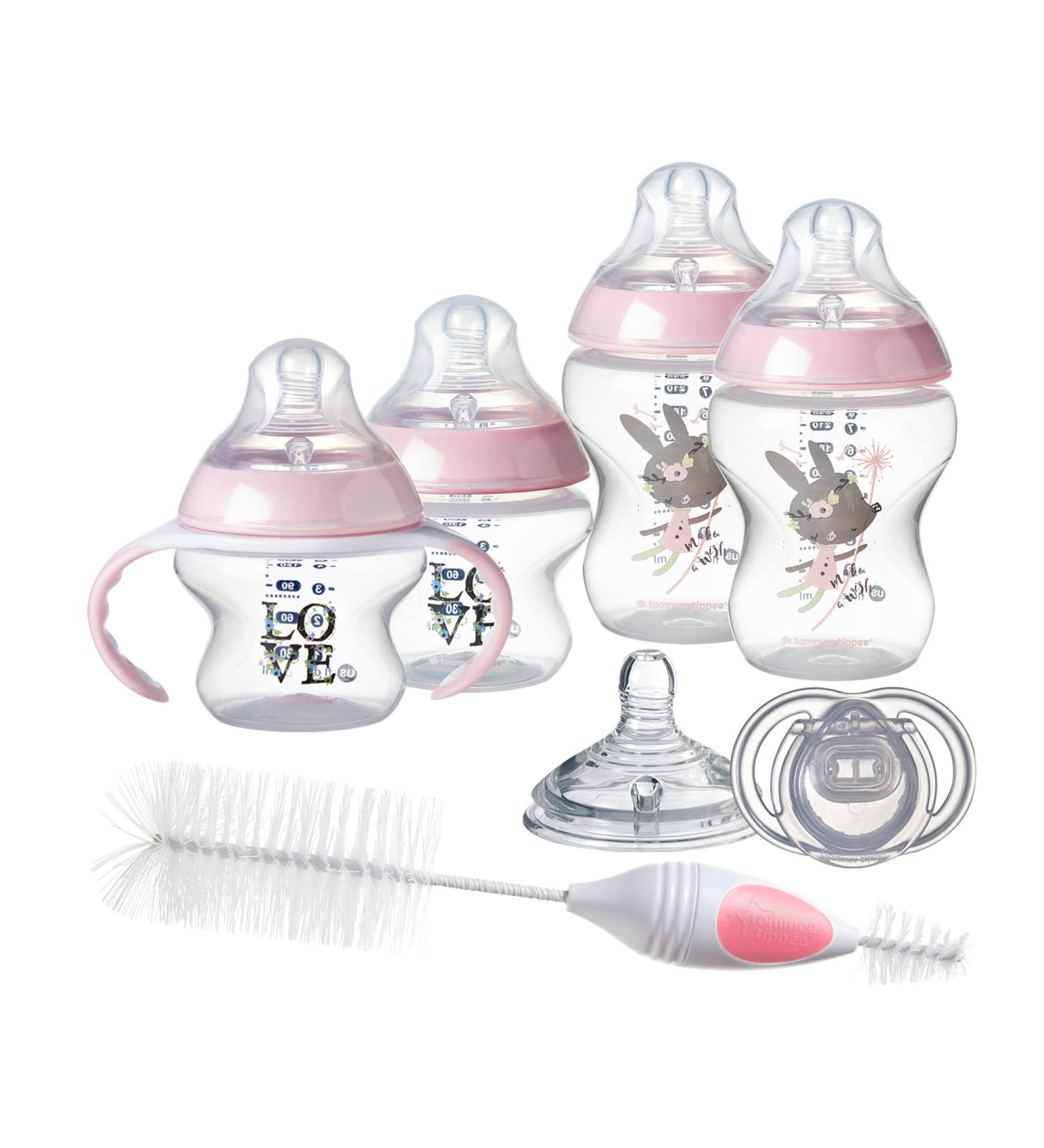 Tommee Tippee Closer to Nature  Newborn Baby Bottle Starter Set   Pink  Girl Pink 7 Piece Set Newborn Starter Set - Buy Online on GoSupps.com