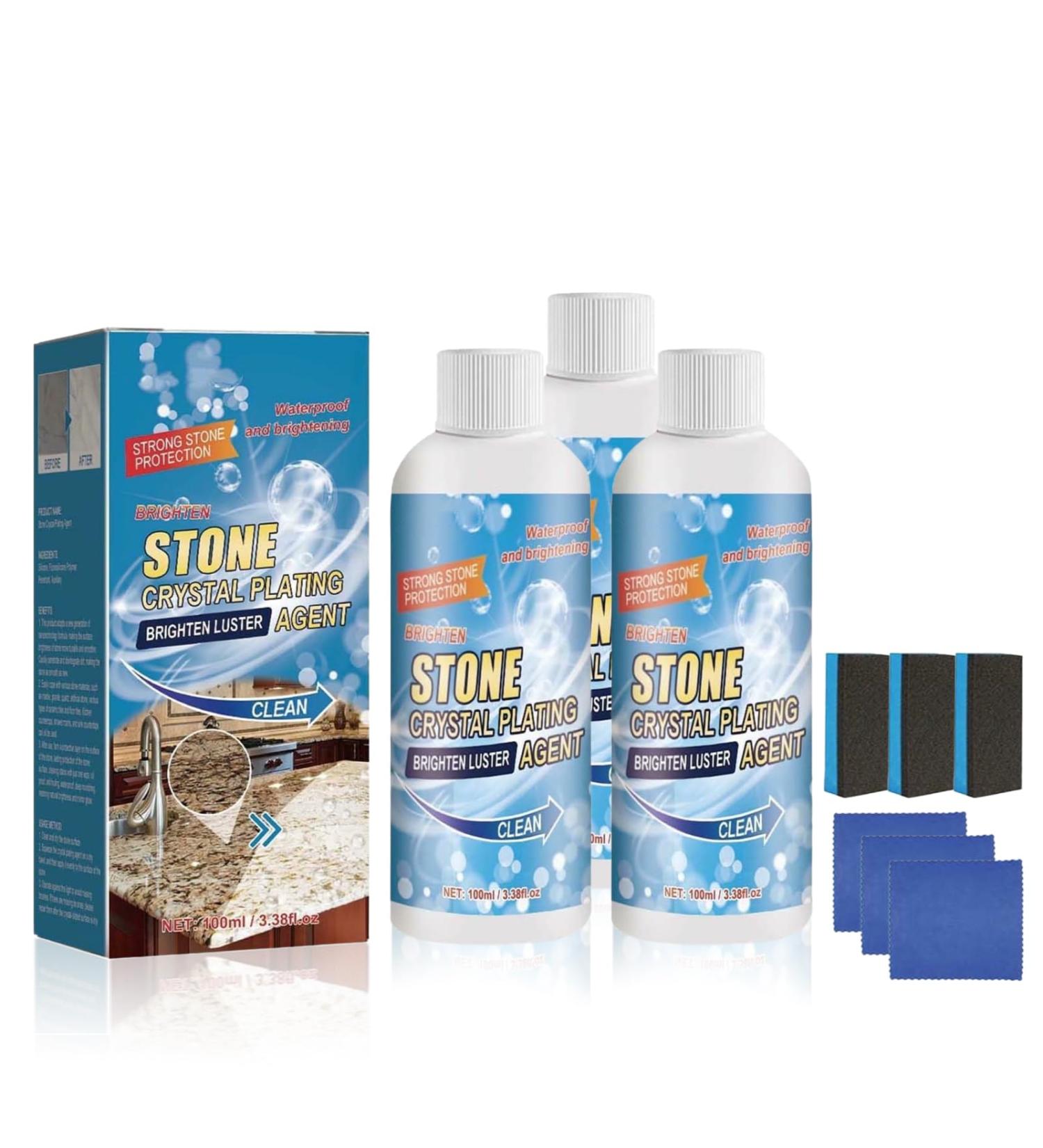 Stone Stain Remover Cleaner Stone Crystal Plating Agent and Granite Oil Stain Cleaner for Household Use All-Purpose Stone Cleaner and Polish for Marble Granite Quartz and More (3 Set) - Buy Online on GoSupps.com