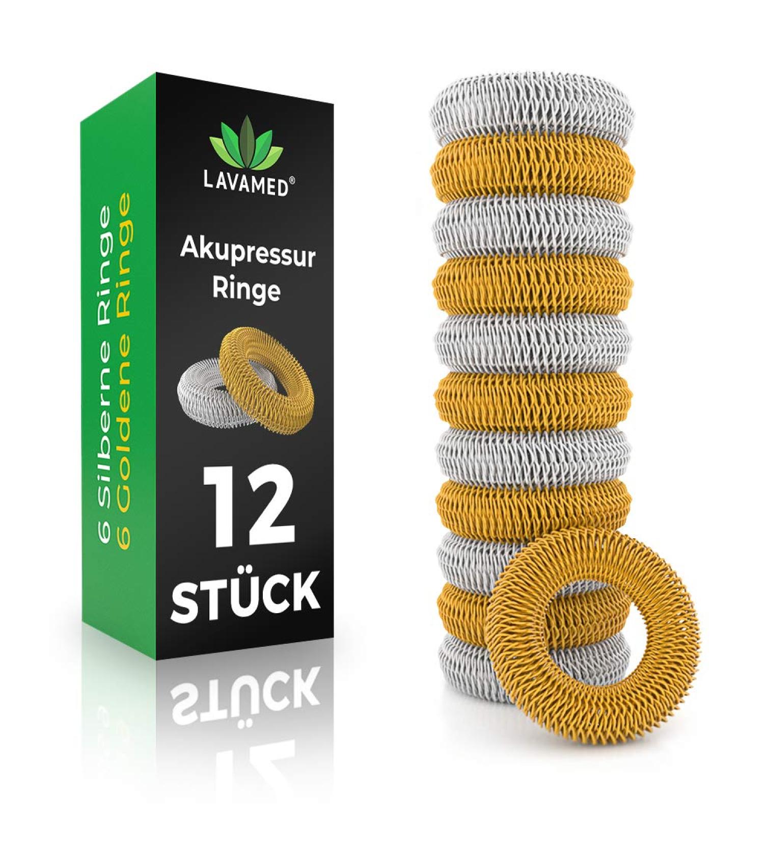 LAVAMED Acupressure Rings - 12 Finger Massage Rings for Pain Relief & Relaxation - Enhanced Finger Massage Solution - Buy Online on GoSupps.com