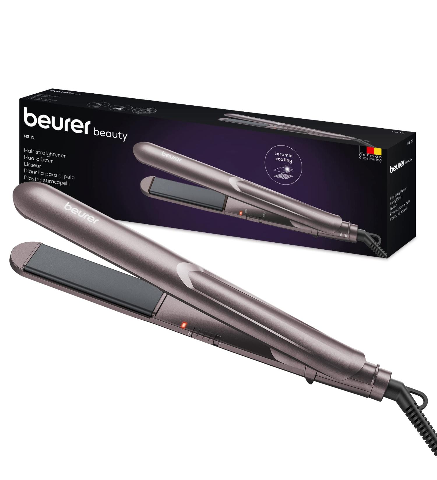Beurer HS 15 Hair Straightener - Ceramic Coating Quick Heating & Auto Shut Off | Soft Hair International Shipping Available - Buy Online on GoSupps.com