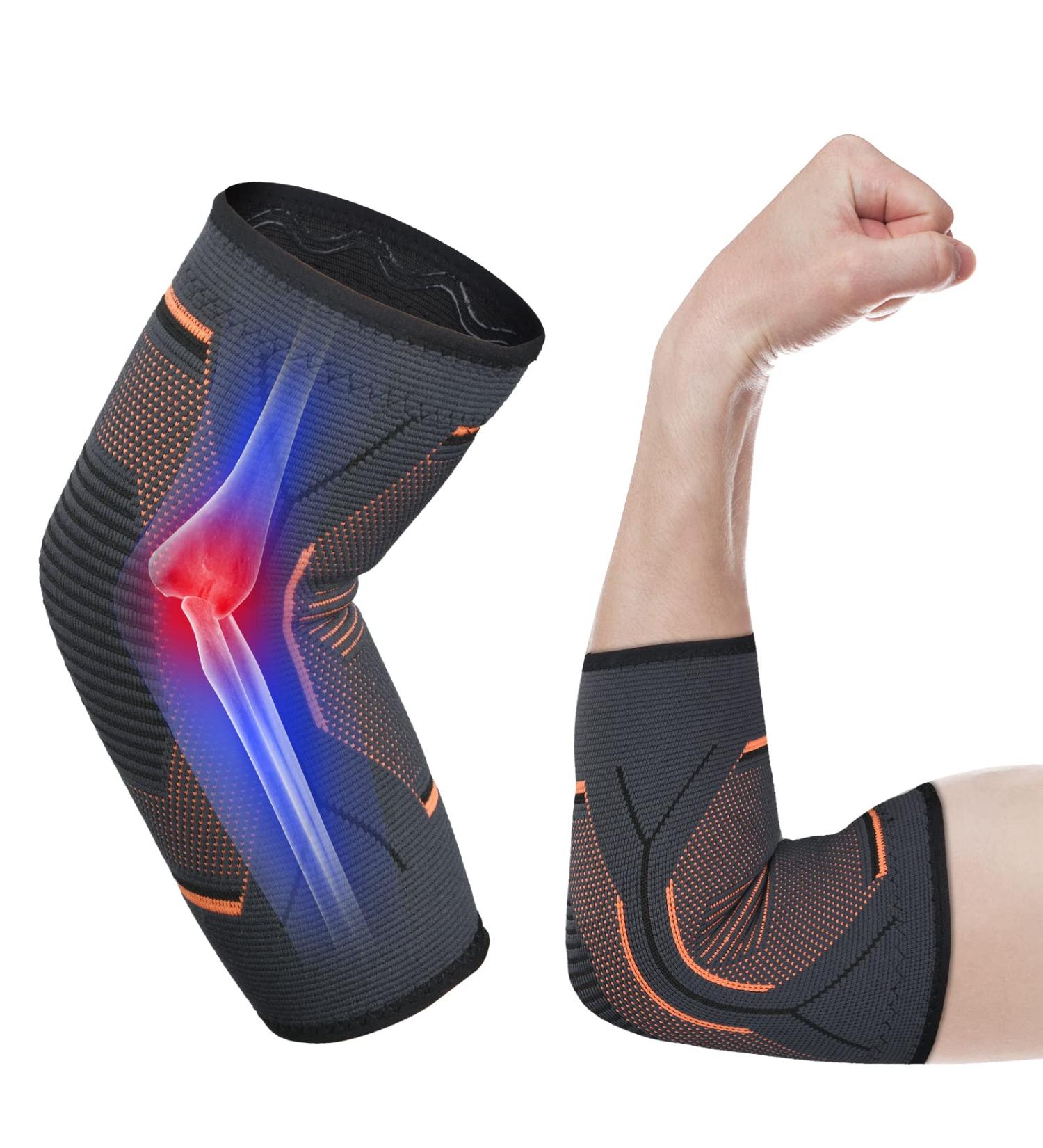 ACWOO Elbow Support Strap XL - Anti-Slip Compression Brace for Tennis Elbow, Tendonitis & Arthritis - Orange Sports Sleeve for Powerlifting & Bodybuilding - Buy Online on GoSupps.com