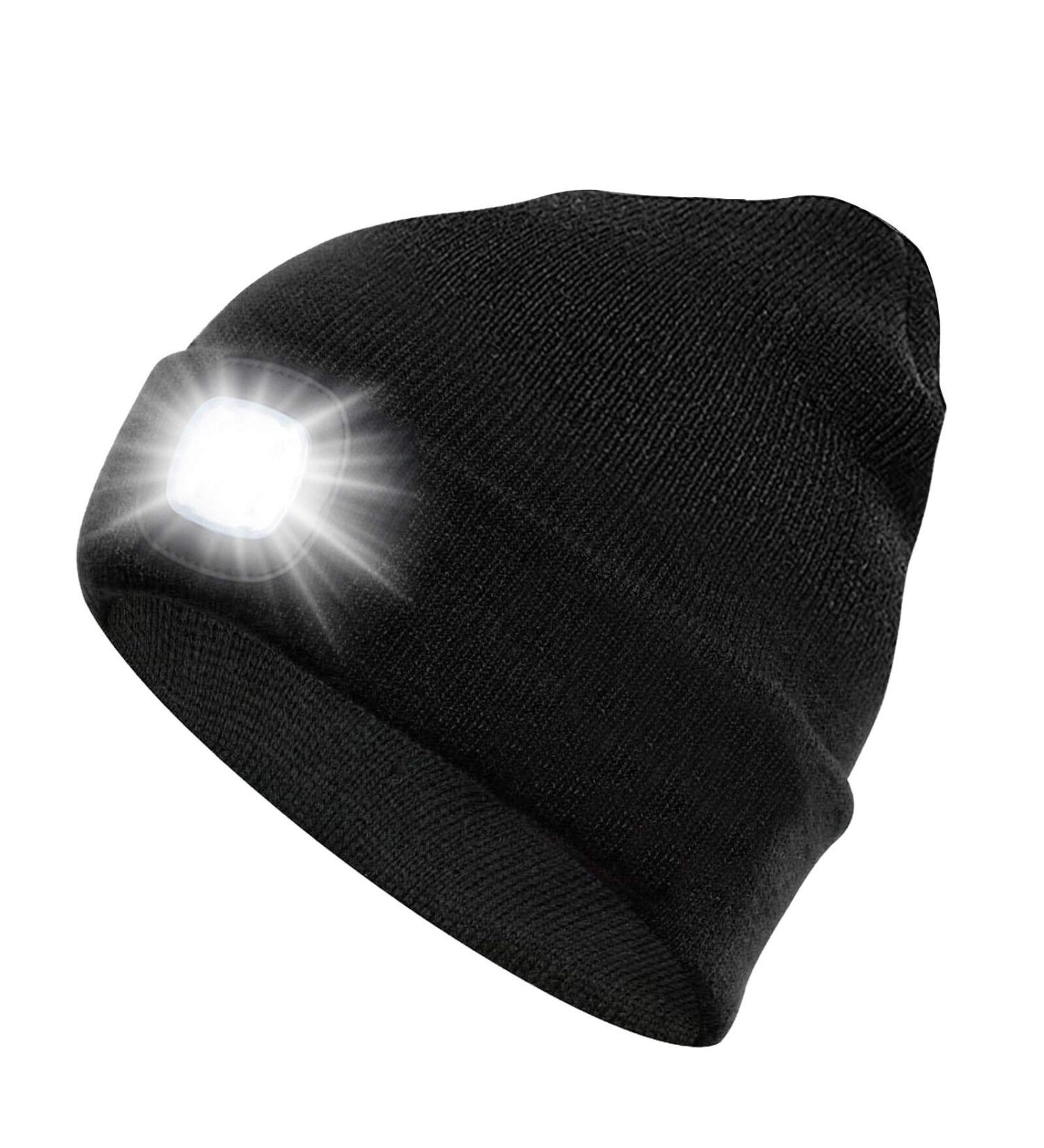 SMINIKER USB Rechargeable Beanie Hat with Light - Unisex Headlamp Beanie for Men, Women, Teens in Black - Buy Online on GoSupps.com