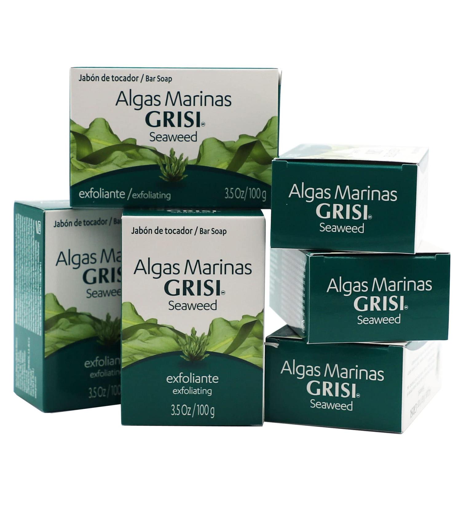 Grisi Seaweed Soap 6-Pack - Cleansing and Exfoliating Soap with Seaweed for Pore Unclogging, Circulation Stimulation, and Toxin Elimination - 3.5 Oz Each - Buy Online on GoSupps.com