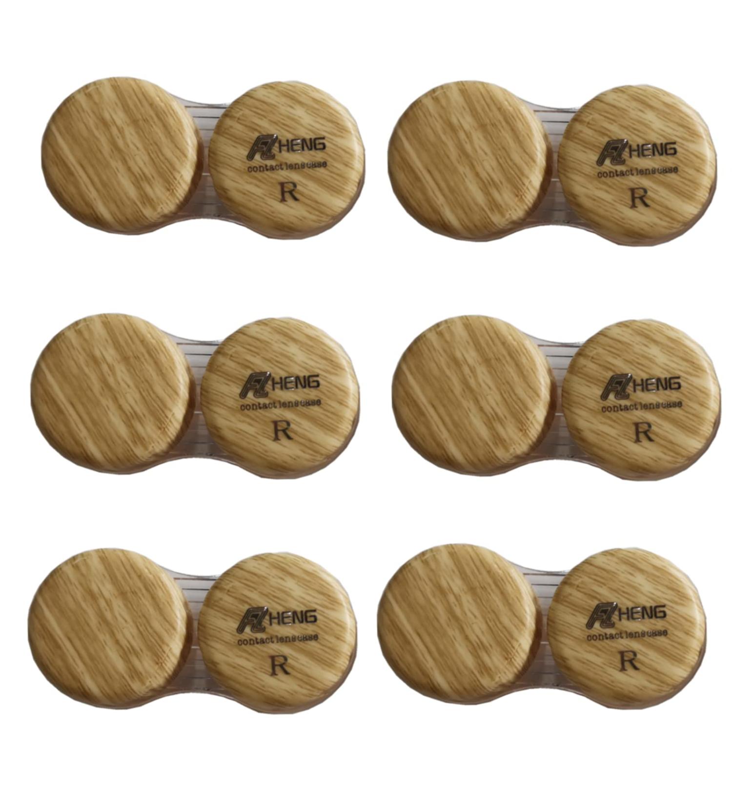 Wood Grain Contact Lens Case 6 Pack | Stylish Wood Color Perfect for Travel & Storage - Buy Online on GoSupps.com