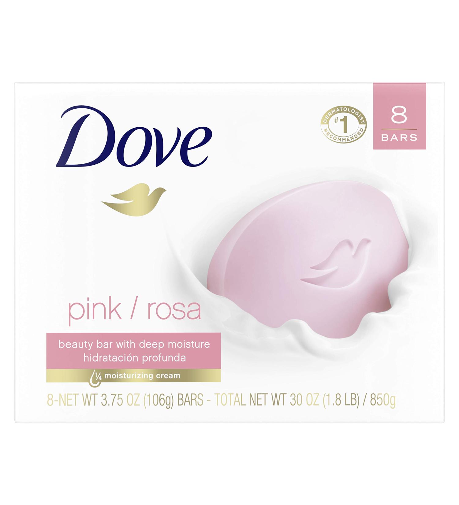 Dove Beauty Bar Pink 4 oz - 8 Bars | Moisturizing Soap & Skin Care | International Shipping Available - Buy Online on GoSupps.com