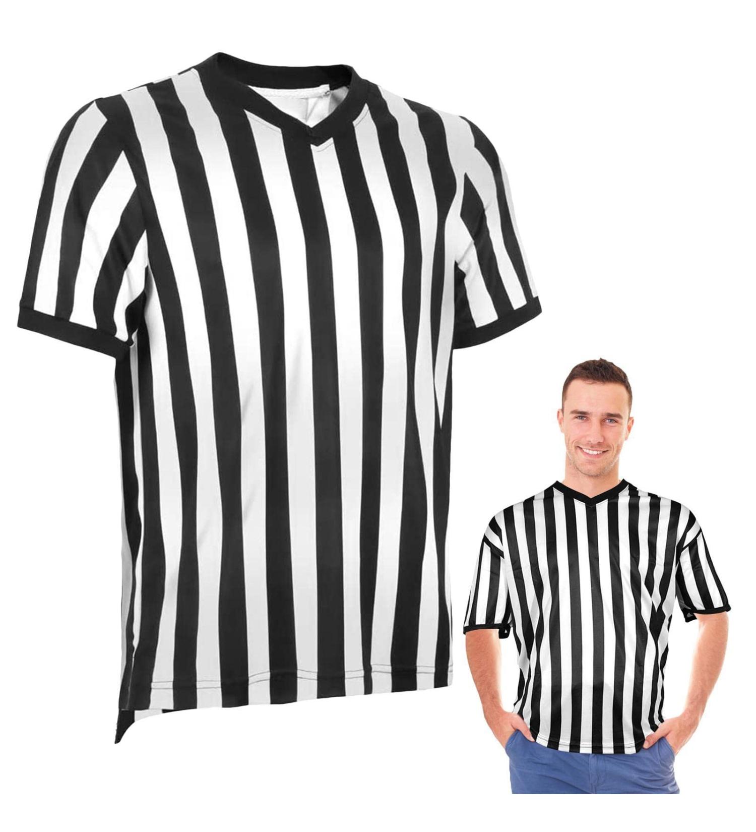 Facynde Striped Referee Shirt for Men | V-Neck XXL - Ideal for Football Basketball & Sports - Buy Online on GoSupps.com