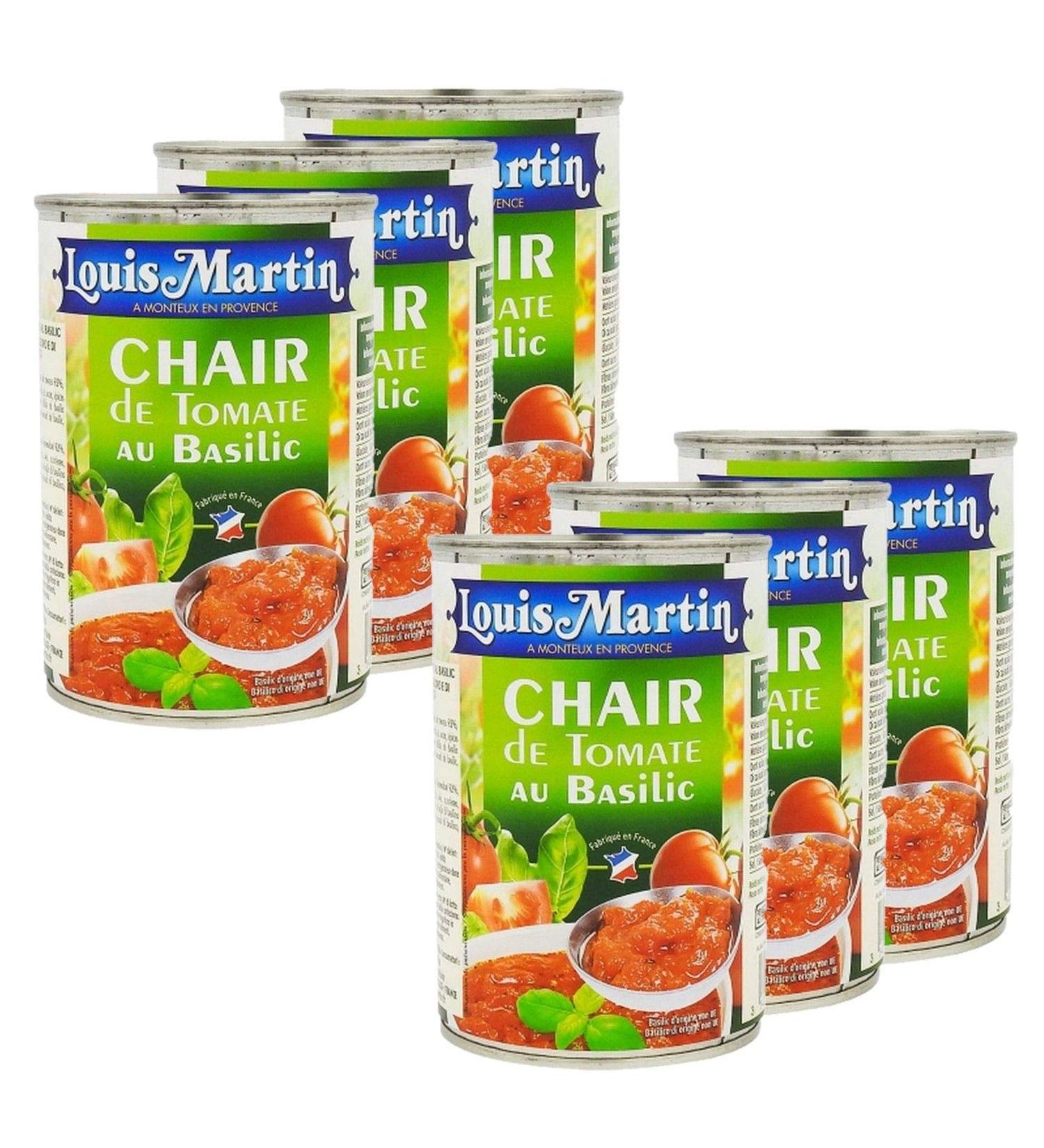 Louis Martin Pack of 6 x Tomato Pulp with Basil - Louis Martin - 400g box