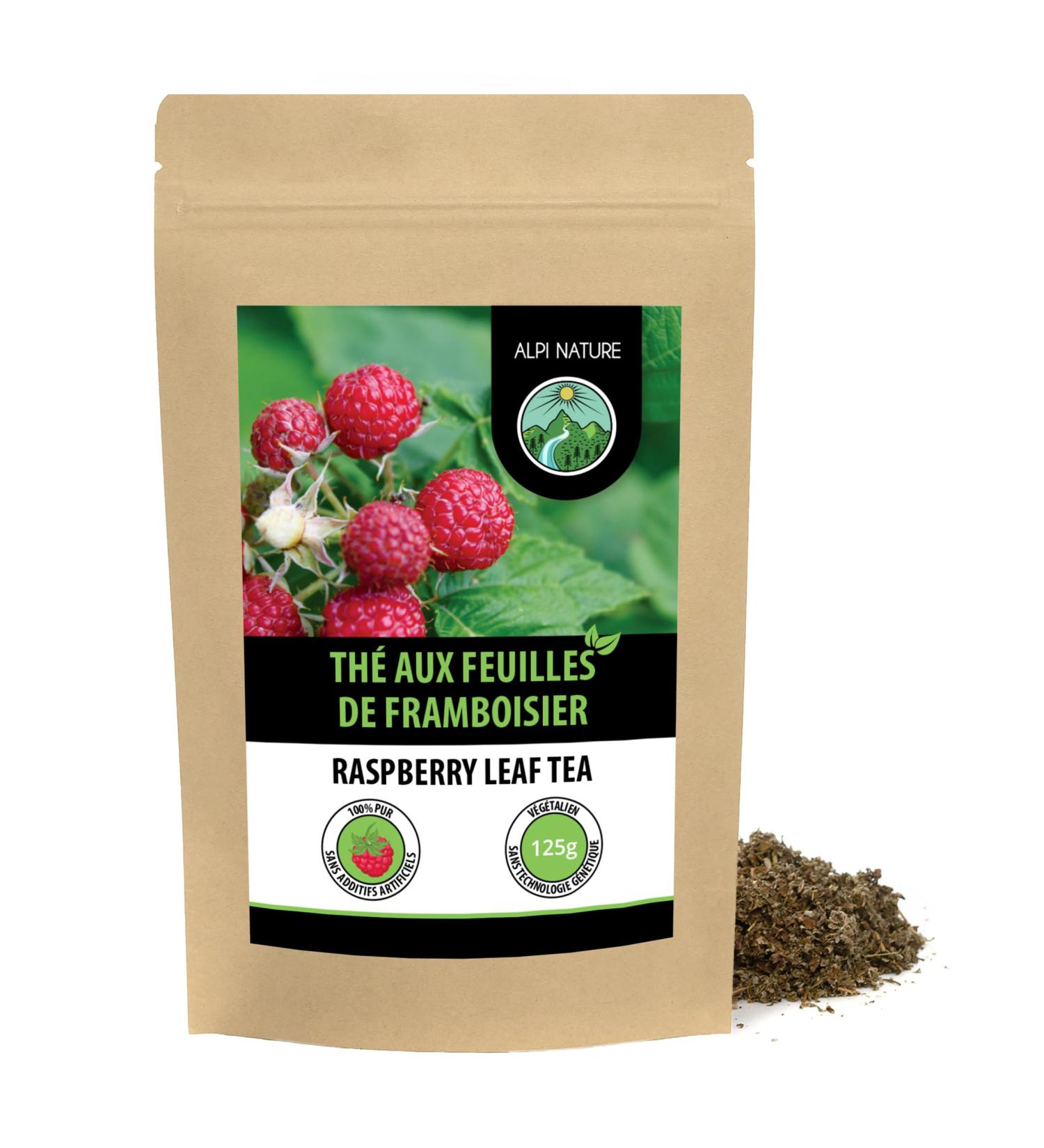 Raspberry leaf herbal tea cut gently dehydrated 100% pure and natural (125g) - Buy Online on GoSupps.com