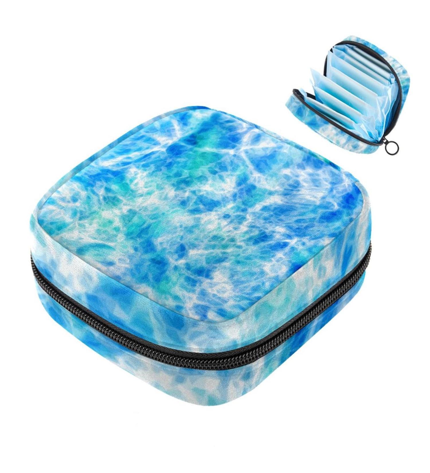 MUOOUM Menstrual Pad Bag Zipper Sanitary Napkin Bag for Women Girls - Blue Tie Dye (Pack of 5) - Buy Online on GoSupps.com