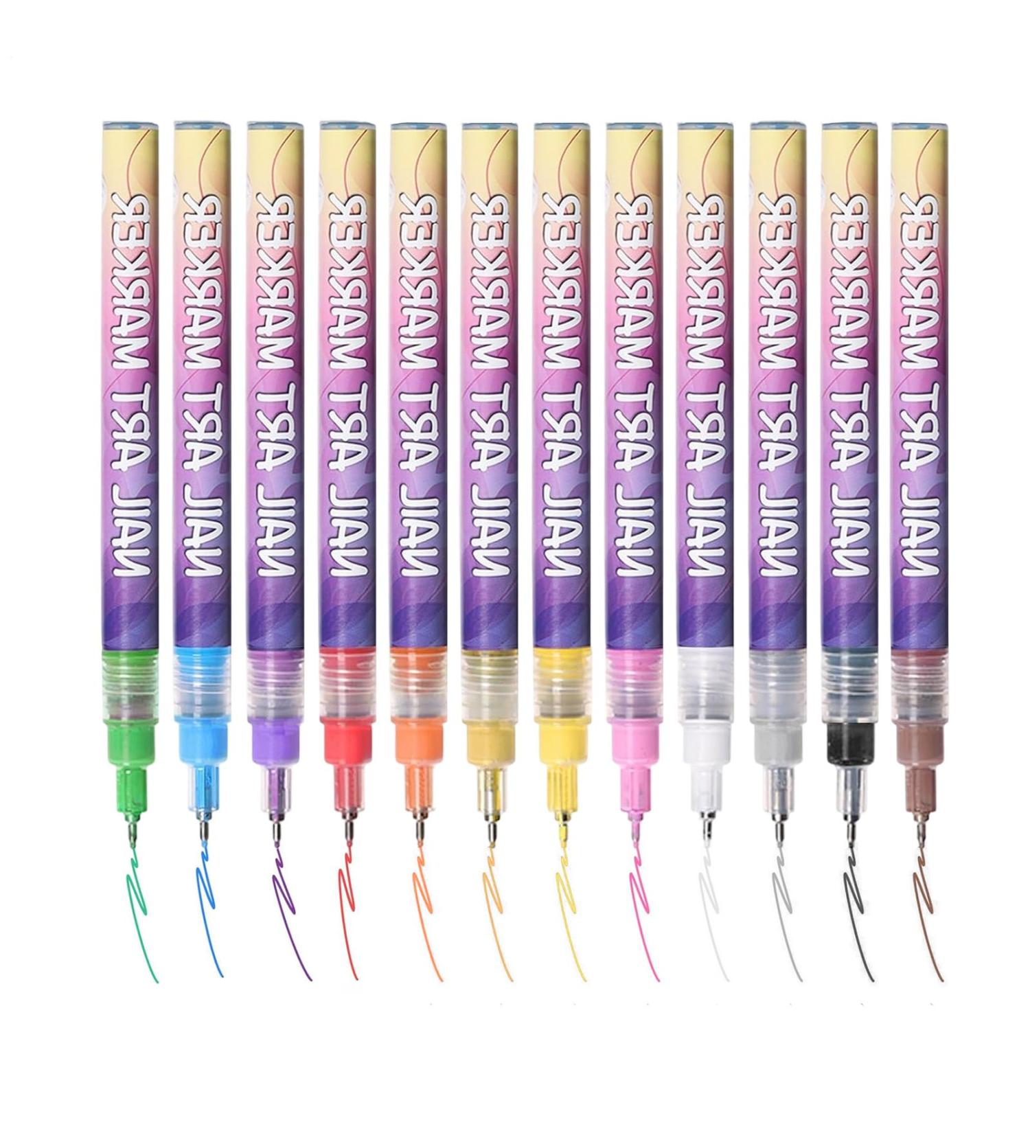 Quick-Drying Gel Nail Polish Pen Kit Easy-to-Use Smudge-Proof Pens Versatile Fine Markers | Creative Nail Art Canvas Art DIY Home Projects - Buy Online on GoSupps.com
