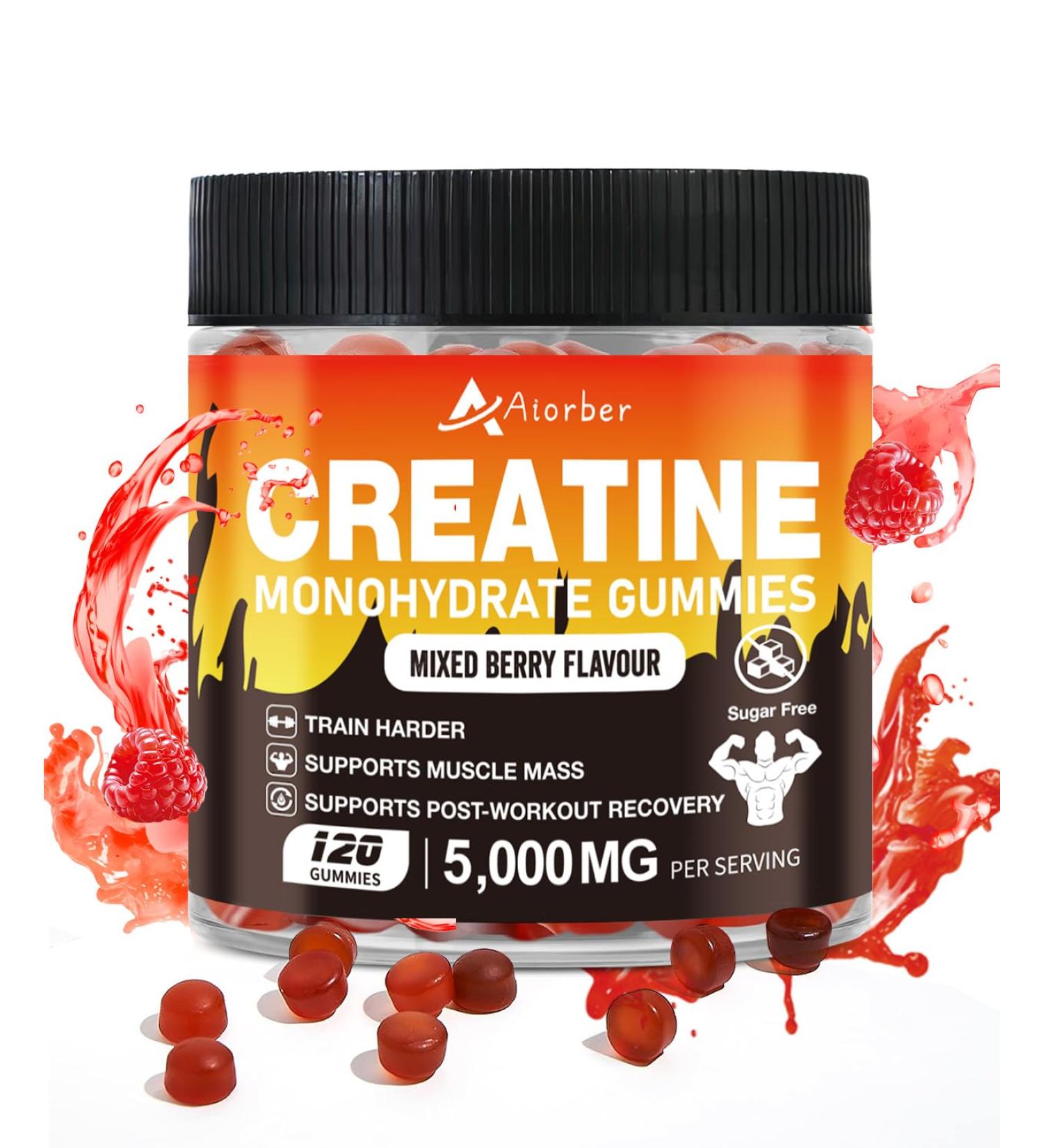 Buy Creatine Monohydrate Gummies - 5g per Serving Zero Sugar Vegan Support Workout 120 Count - Men & Women - Buy Online on GoSupps.com