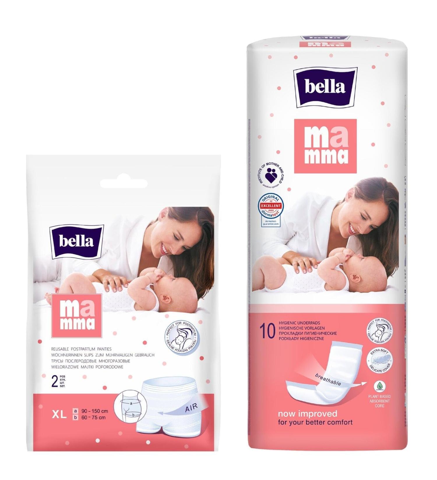 Shop Bella Mamma Postpartum Care Set - XL Briefs & Fleece Pads (60 pcs) | Comfort & Support for New Moms - Buy Online on GoSupps.com