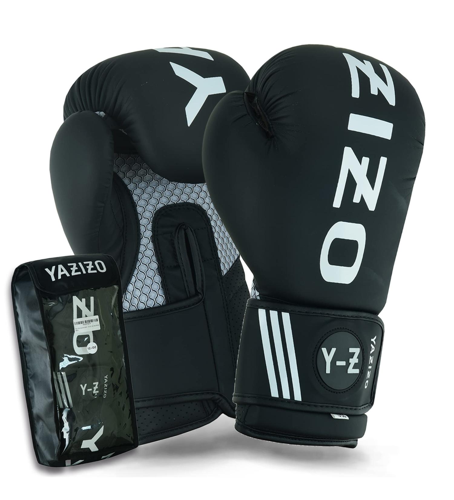 Yazizo Boxing Gloves Sparring & Muay Thai Mitts - Black/White 12oz - Buy Online on GoSupps.com