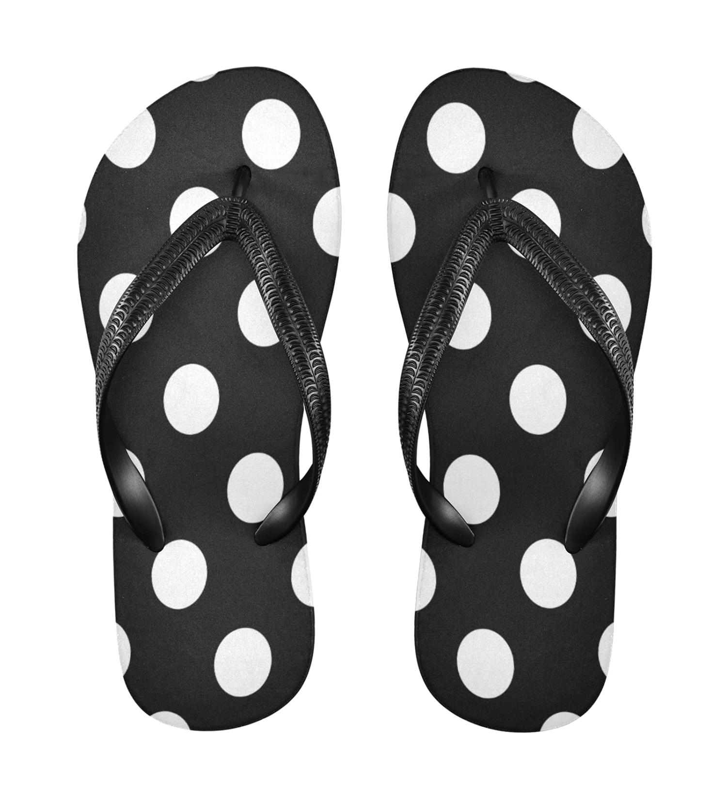 Buy Mnsruu Black Flip-Flops with Large Dots - Stylish & Comfortable for Home Hotel Spa Travel - Unisex Sizes Available - Buy Online on GoSupps.com