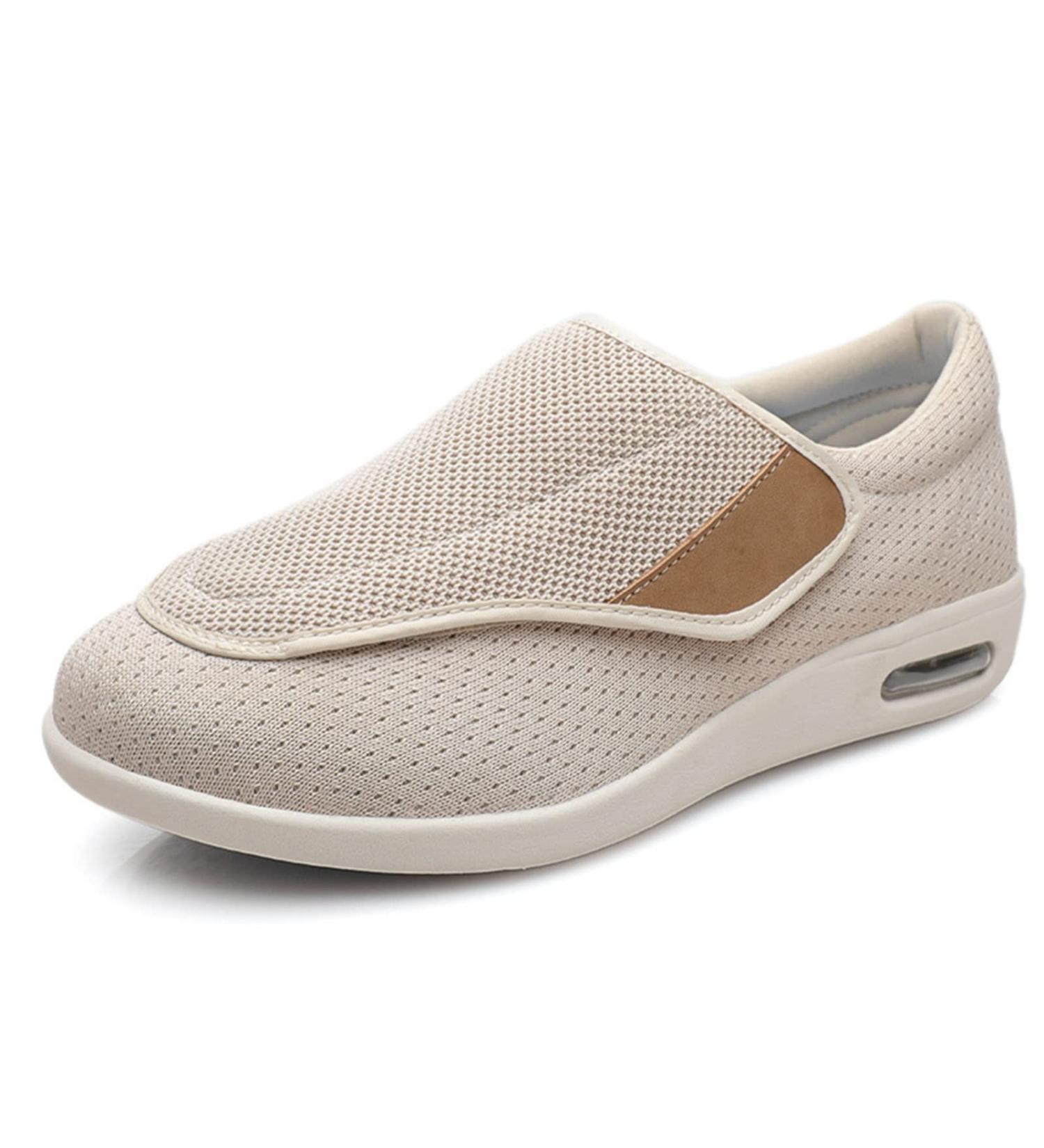 Adjustable Diabetic Shoes for Men - Lightweight Slippers with Air Cushion and Breathable Mesh - Beige, Size 11 - Buy Online on GoSupps.com