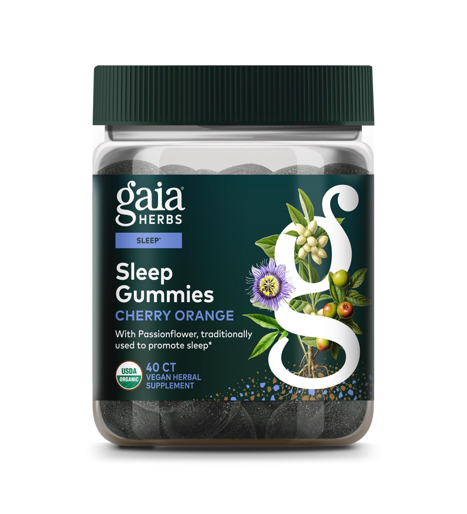 Gaia Herbs Organic Sleep Gummies Sleep Support Ashwagandha Organic Reishi Mushroom Passionflower USDA Certified Organic Non-GMO Gluten Free Vegan 40 Count 40 Count (Pack of 1) - Buy Online on GoSupps.com