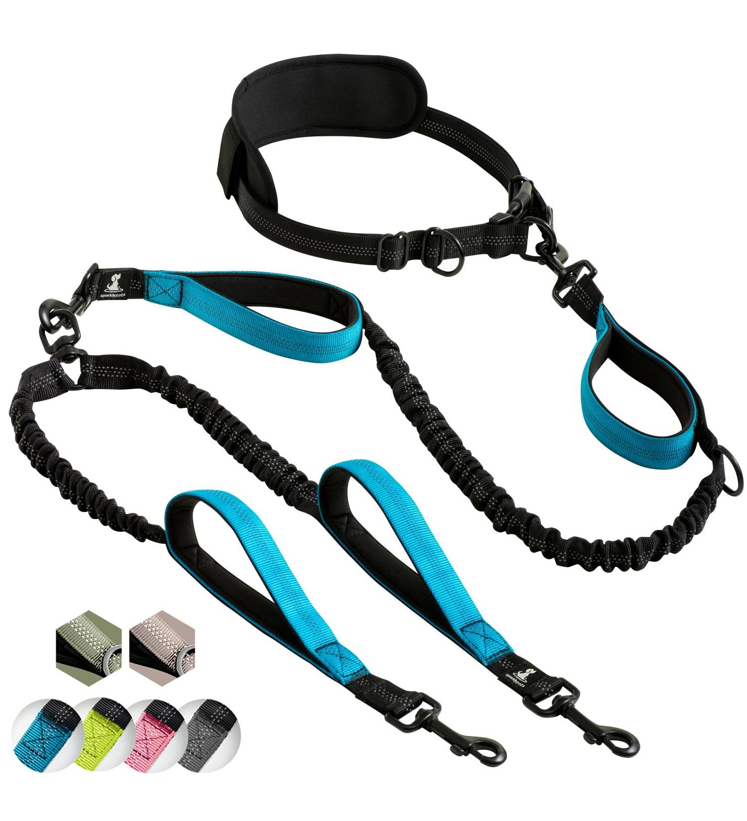 2-in-1 Dog Jogging Leash | Double Handle Belly Belt Leash for Large & Medium Dogs | Perfect for Jogging Hiking & Walking Two Dogs - Buy Online on GoSupps.com