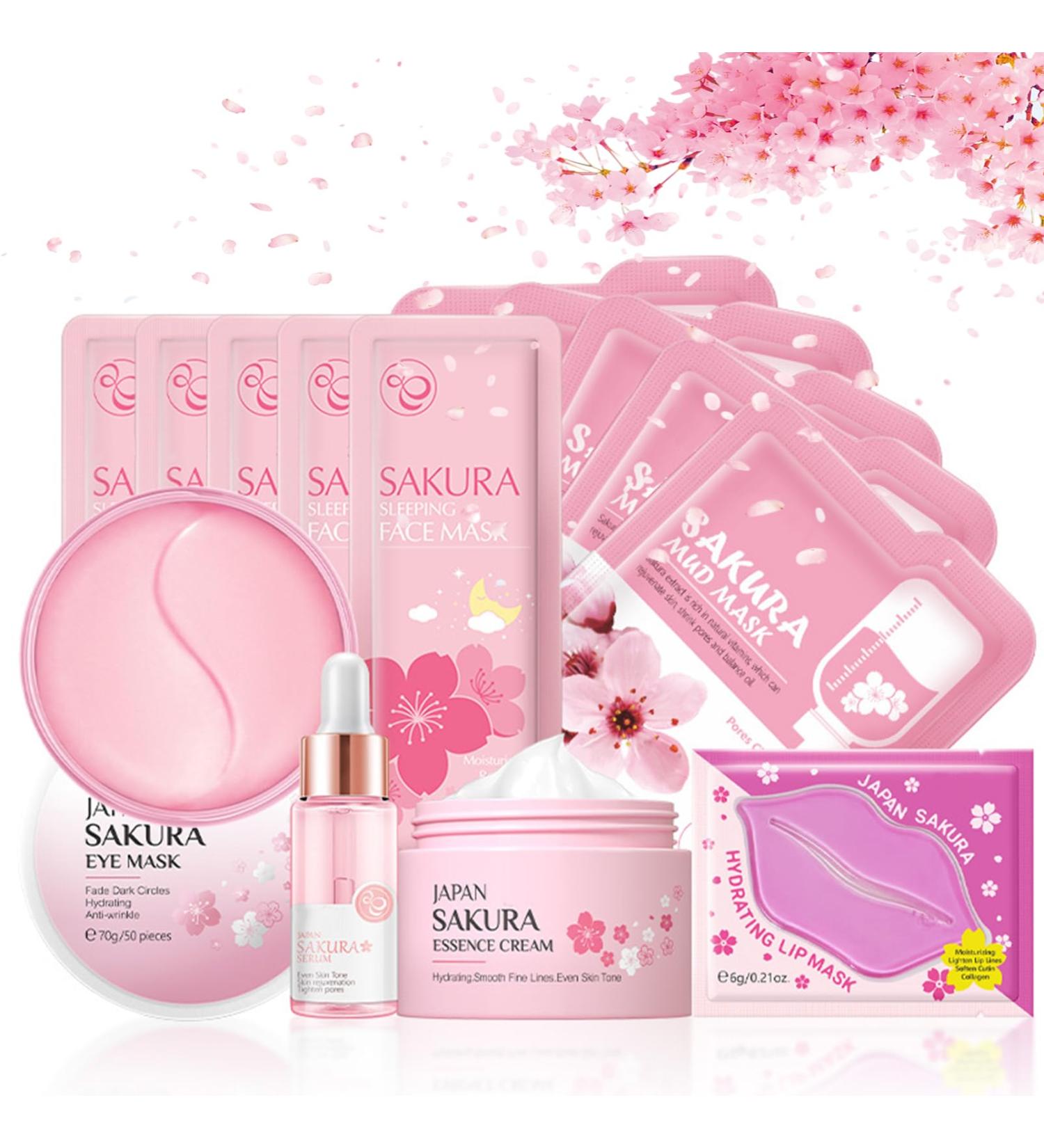 Skin Care For Teenage Girls Cherry Blossom Skincare Sets Teen Skincare Set Pamper Sets For Women Gifts Skin Care Sets & Kits Face Serum Face Cream Sleep Mask Eye Mask Mud Mask Lip Mask (SetA) - Buy Online on GoSupps.com
