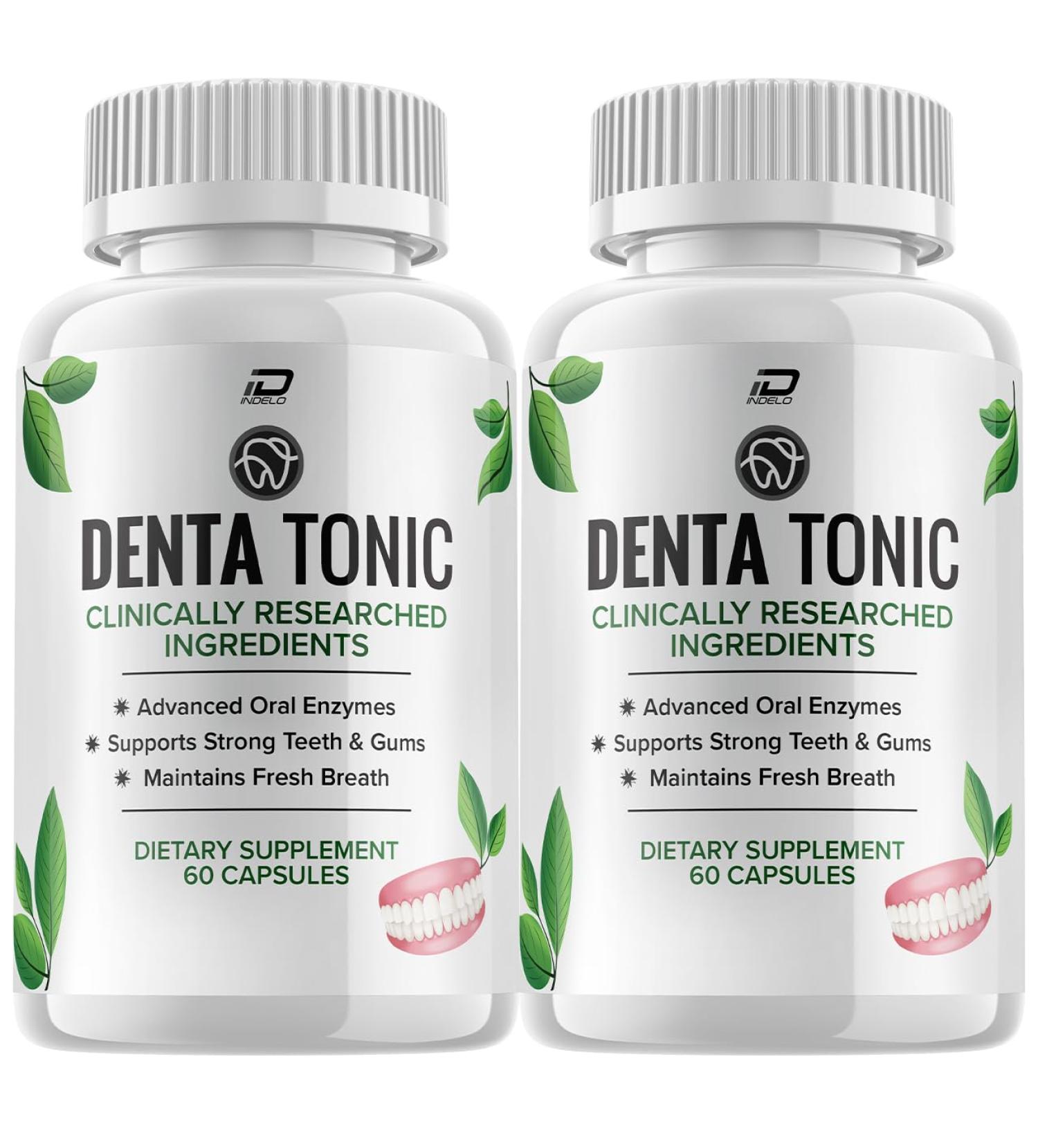 DentaTonic Advanced Oral Health Support Capsules Denta Tonic Capsules Denta Tonic Reviews Tooth and Gum Supplement Natural Extra Strength Probiotic (2 Pack - 120 Capsules)