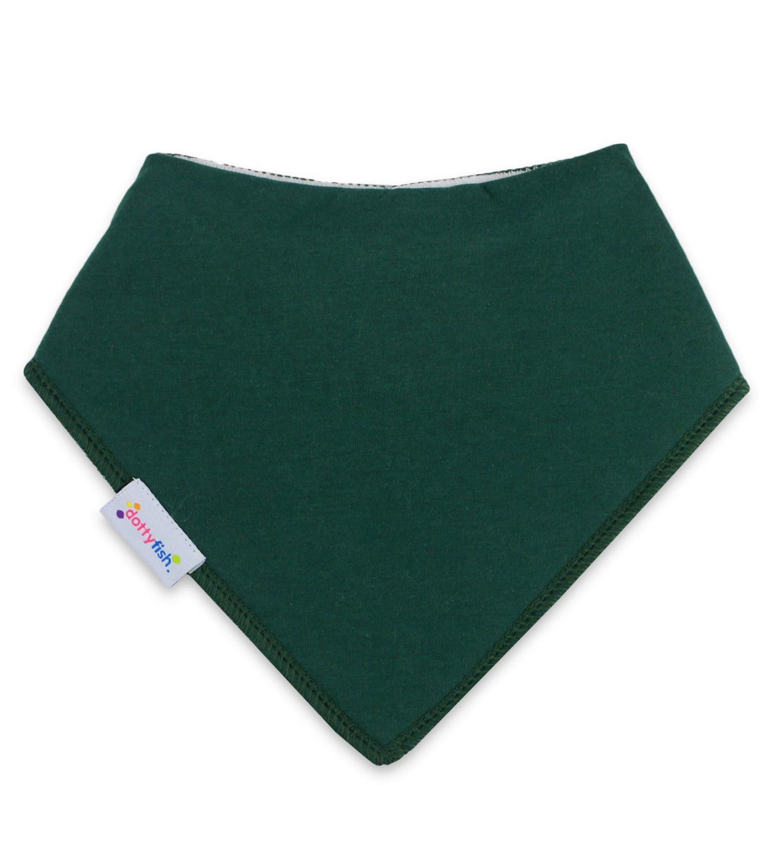 Dotty Fish Baby Bandana Bibs. Drool Bibs. Super Absorbent Teething Bibs for Girls Boys Unisex. Organic Cotton Bibs. One Size Dark Green