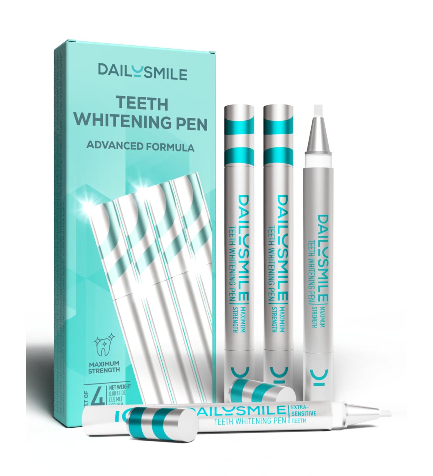 DailySmile Advanced Formula Teeth Whitening Pen Strong Teeth Whitening Gel Gentle Tooth Whitening Pen Teeth Whitening for Sensitive Teeth Daily Teeth Stain Remover Instant White Smile-4PK - Buy Online on GoSupps.com