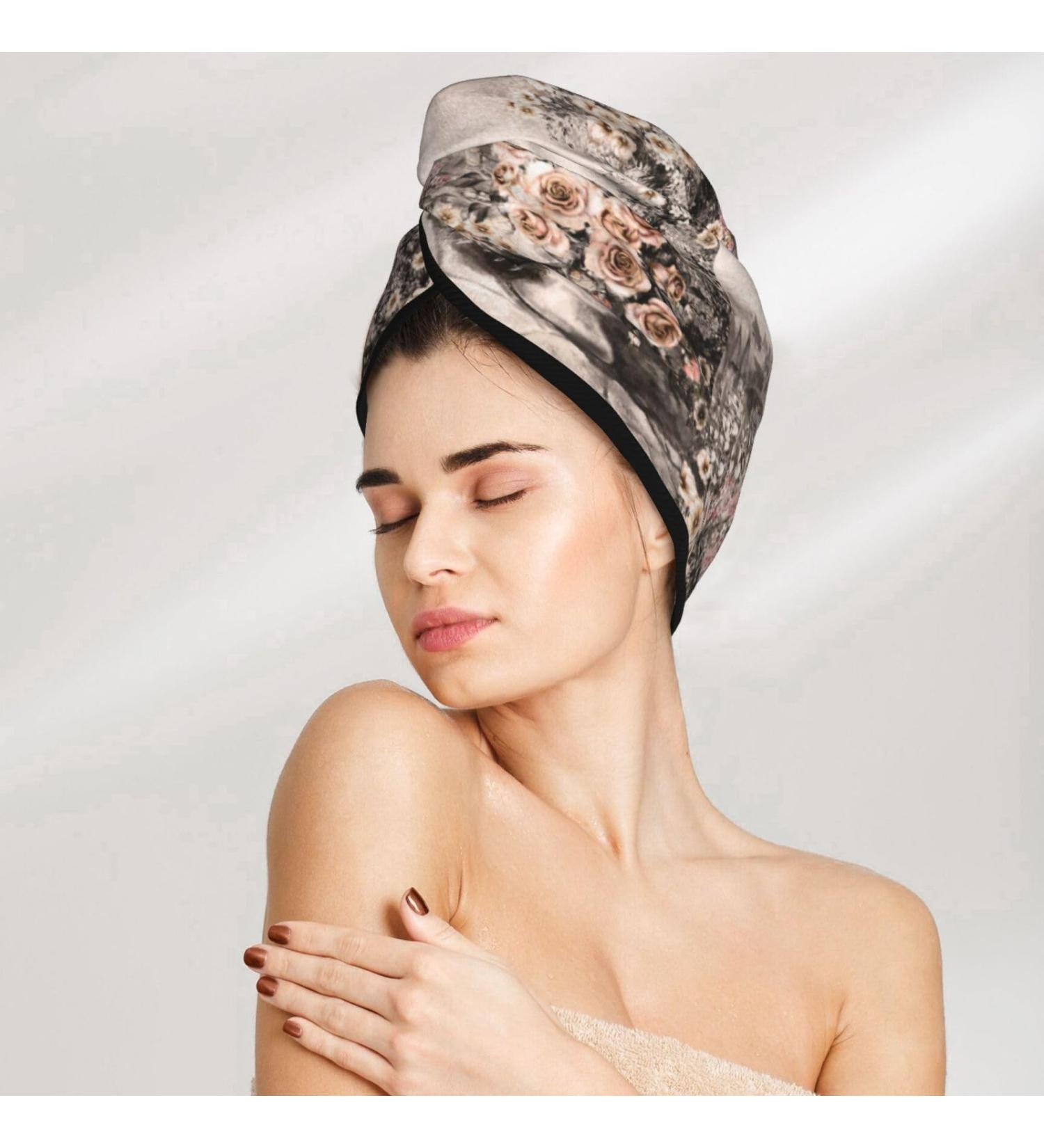 Watercolor Iron Tower Microfiber Hair Towel - Super Absorbent Quick Dry Hair Turban for Curly Long & Thick Hair - Ideal Drying Bonnet Cap for Women Girls & Kids - Buy Online on GoSupps.com