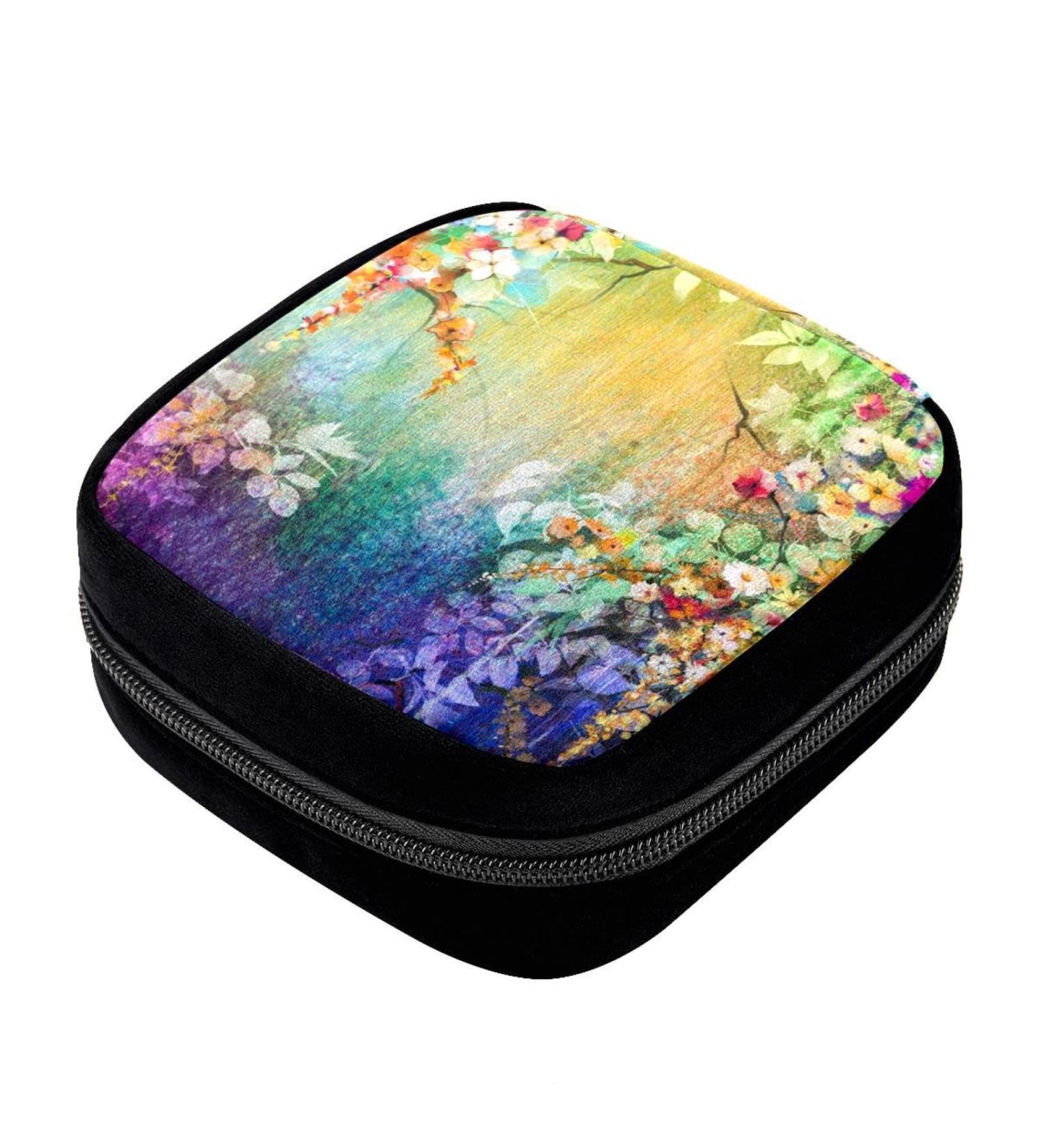 GIAPB Period Bag - Sanitary Napkin Storage & Makeup Pouch - Art Autumn Flower Color - Buy Online on GoSupps.com