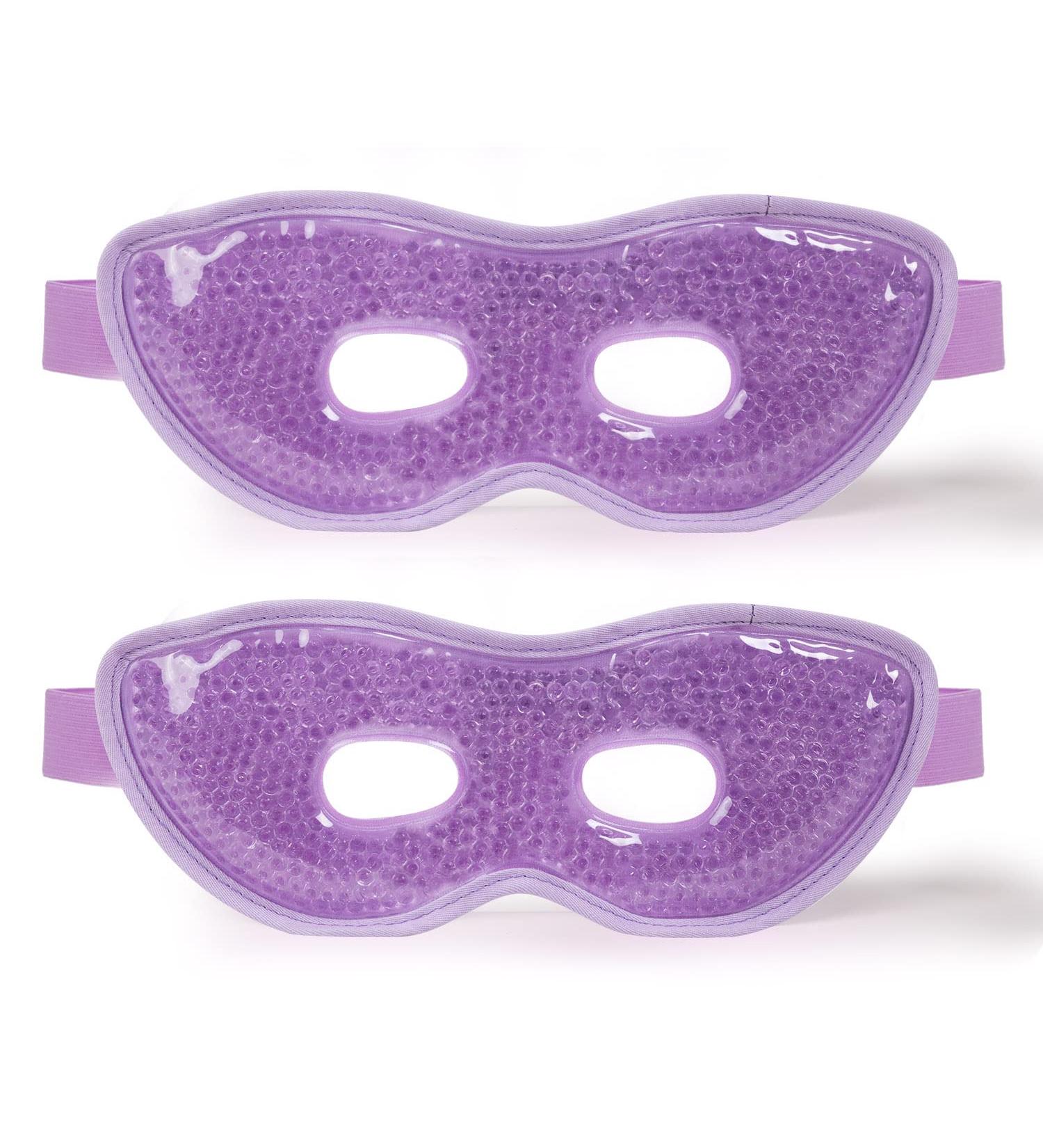 Cavoilu Sleep Mask 2-Pack with Gel Eye Mask for Dark Circles - Hot & Cold Reusable Eye Masks for Stress Relief - Purple - Buy Online on GoSupps.com