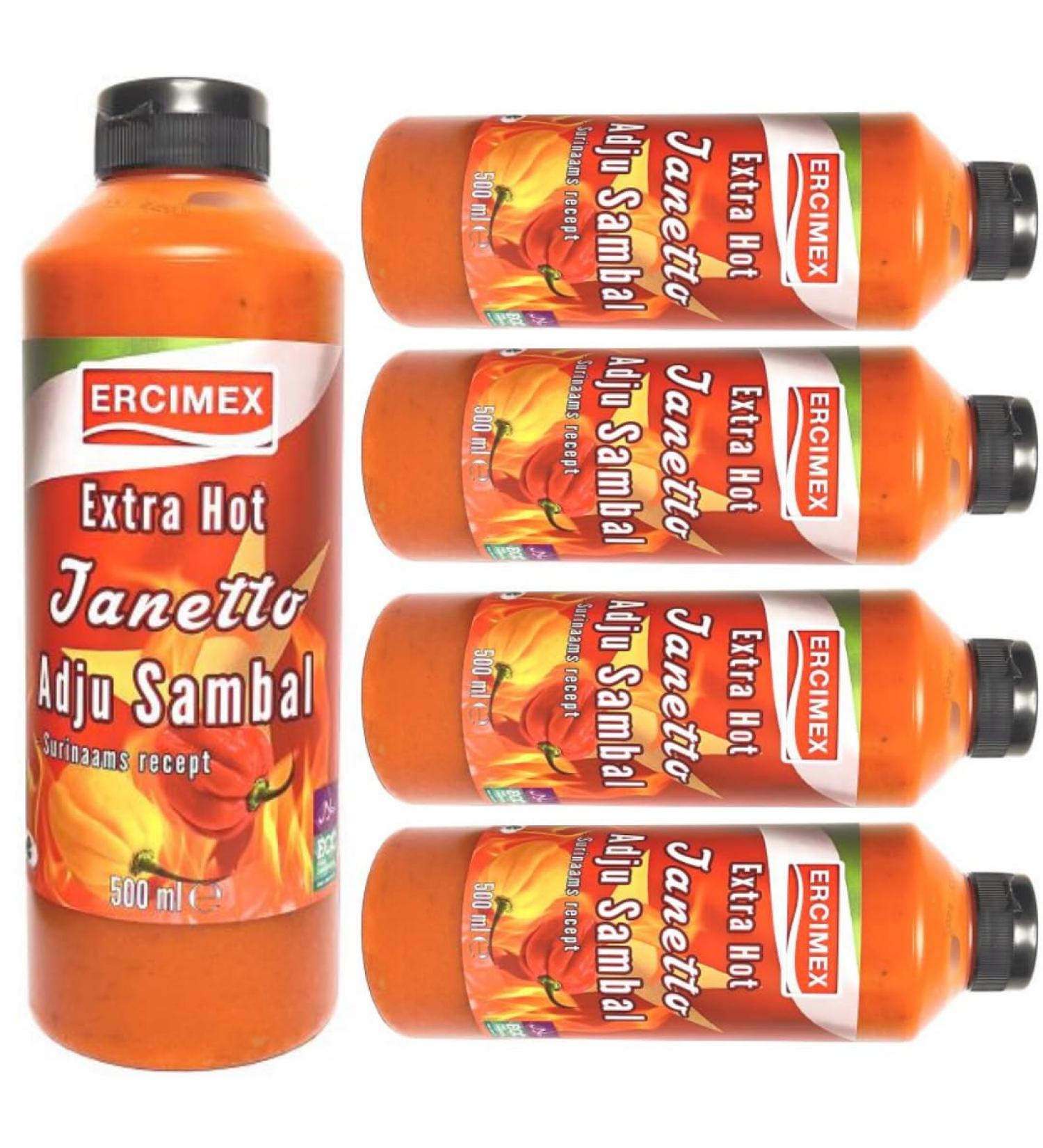 poof With Pufai Grocery Ercimex Janetto Adju Sambal ext Hot sauce sauce 500 Mililiters x 5 PCS - Buy Online on GoSupps.com