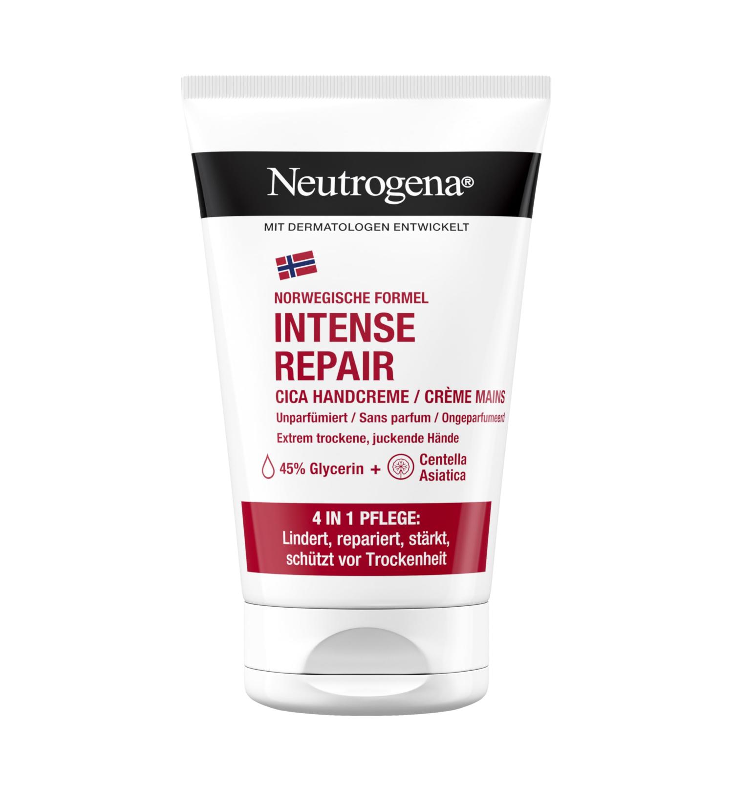 Kenvue Netherlands BV Neutrogena Norwegian Formula Intense Repair CICA Hand Cream 4in1 protection suitable for extremely dry and itchy hands unscented 50ml