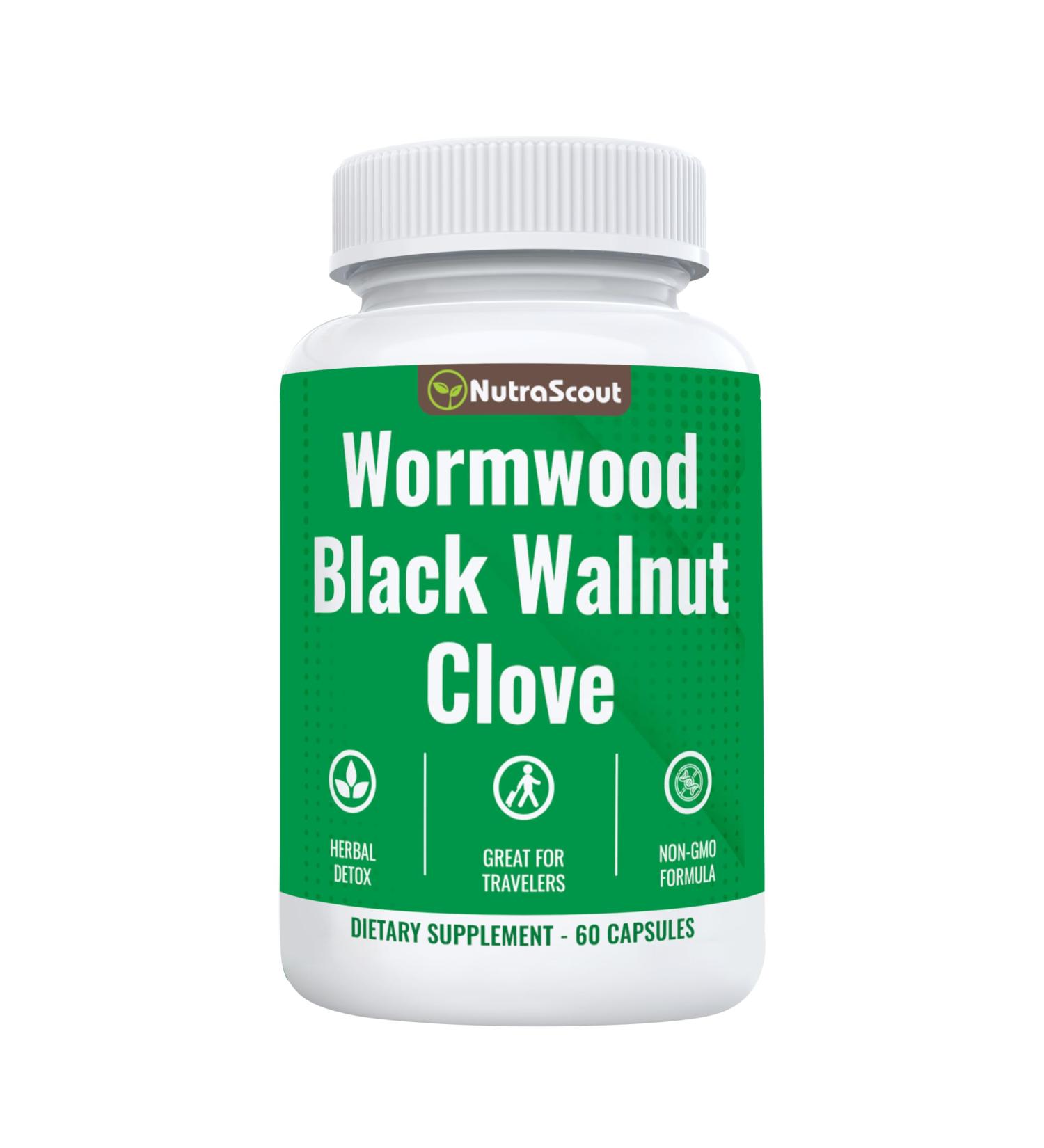 NutraScout Wormwood Black Walnut & Clove Complex | Whole Body Detox Cleanse | Lab Tested USA Made Non-GMO Easy to Swallow | 60 Capsules - Buy Online on GoSupps.com