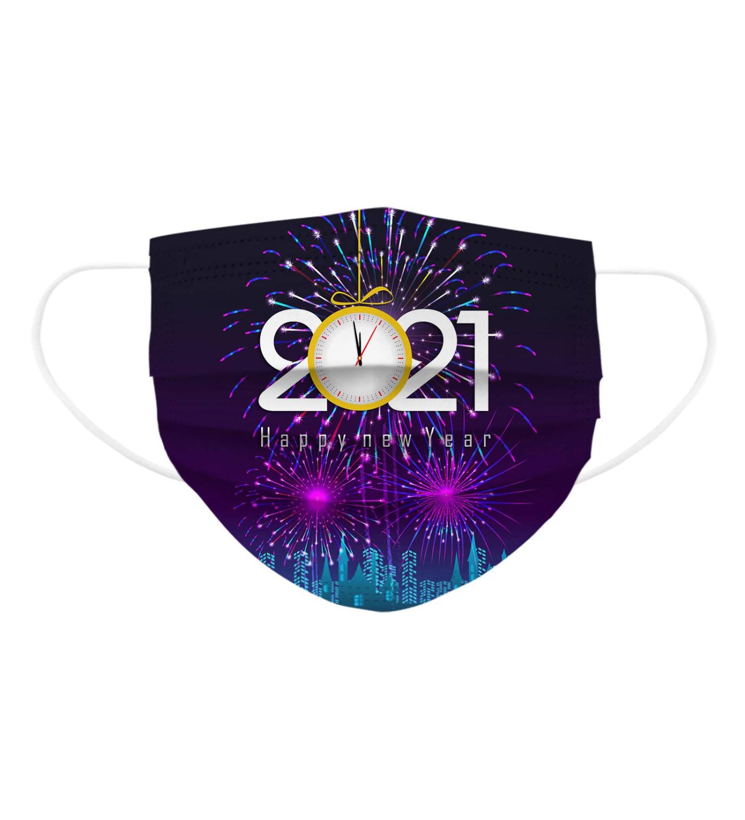 ZQP BEUU 50PCS Happy New Year 2021 Disposable_Face_M sks with a Elastic Earloop for Adult Multiple Pattern Combinations 3-ply Face Facial Protection Pads for Party High Filtration and Ventilation