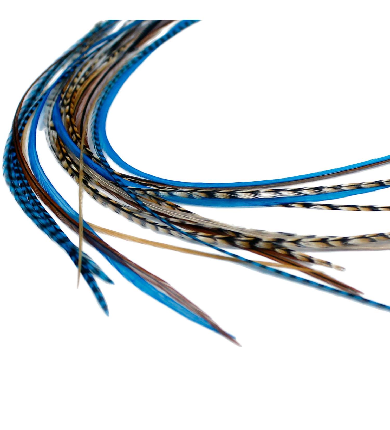 Blue Auburn Real Feather Hair Extensions: Set of 3 Feathers - Buy Online on GoSupps.com