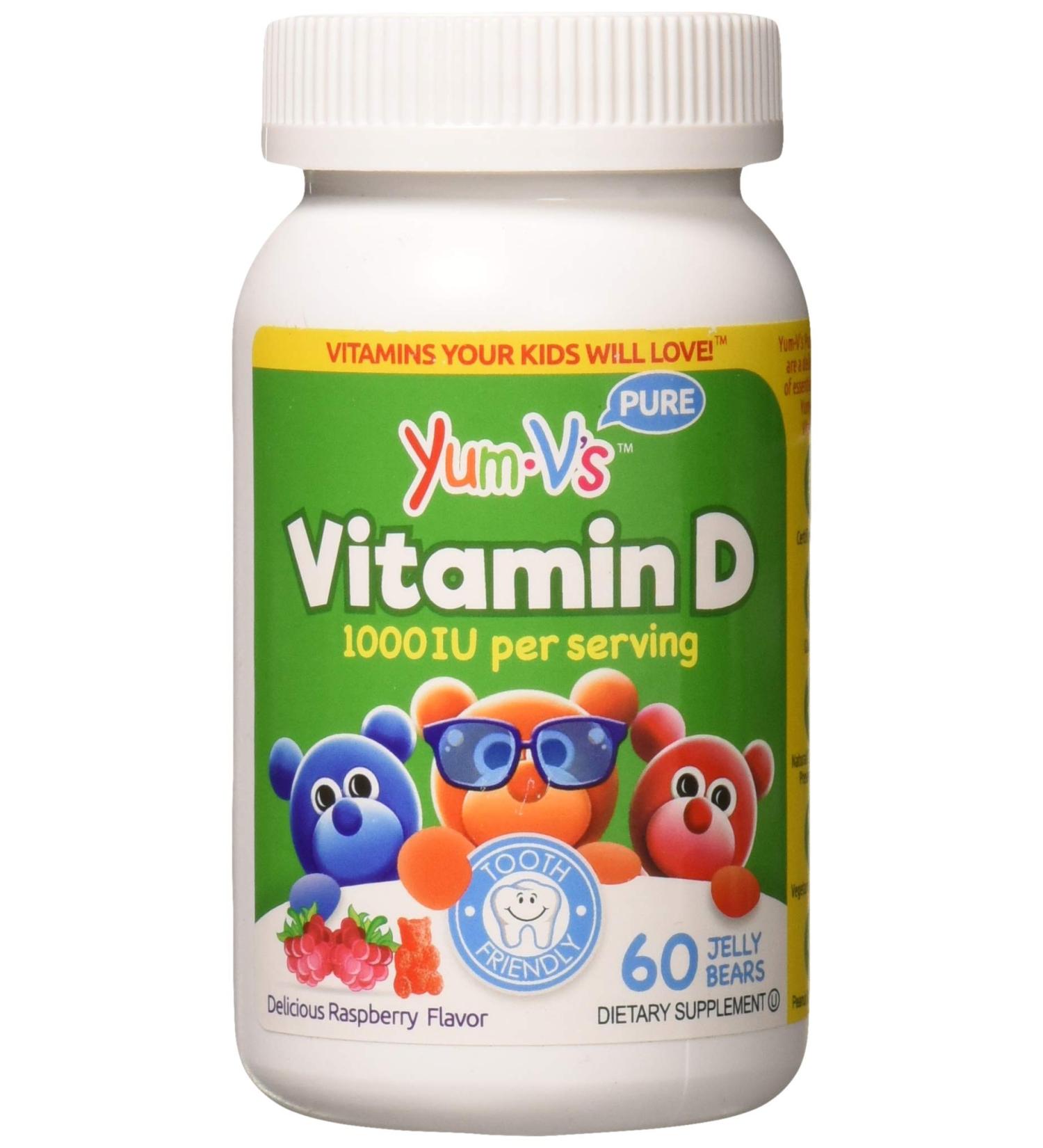 YUM-Vs Vitamin D Gummies for Kids - 1000 IU, Yummy Berry Flavor, 60 Ct - Kosher, Halal, Gluten Free - Buy Online on GoSupps.com