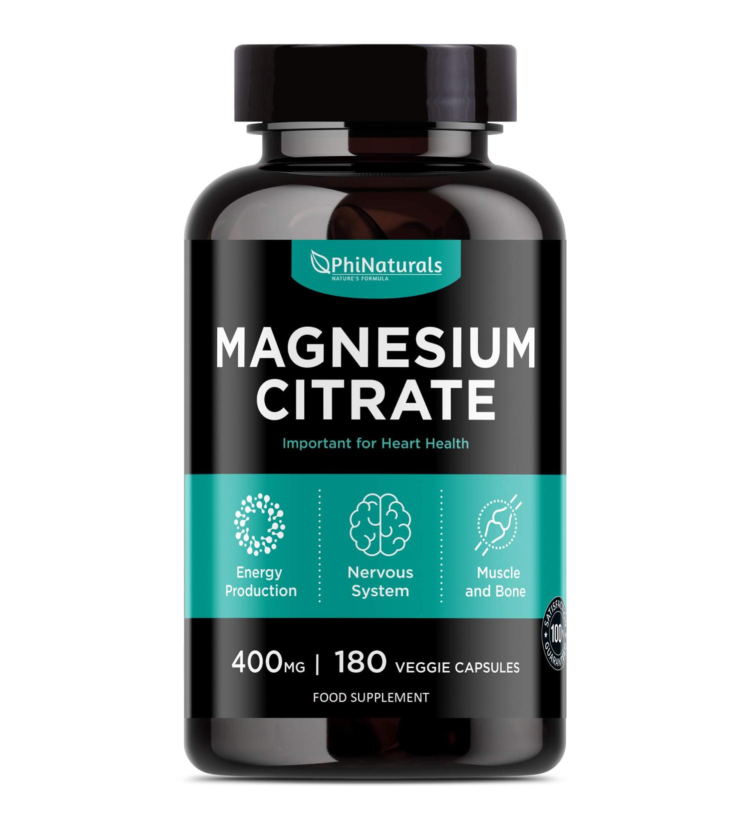 Magnesium Citrate 400mg Capsules - 180 Count | Non-GMO Natural Sleep & Relax Supplement | Made in USA - Buy Online on GoSupps.com