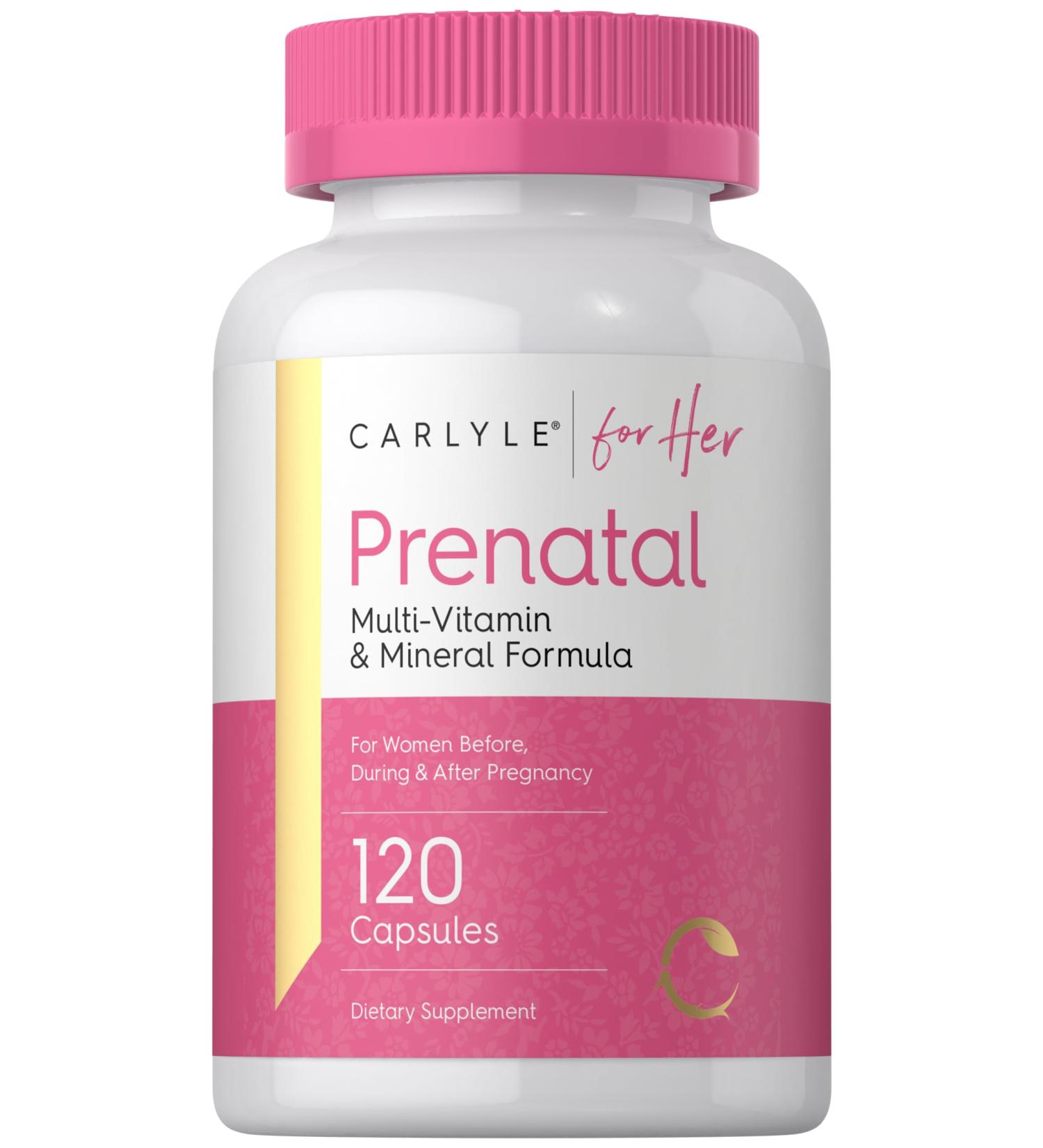 Carlyle Prenatal Vitamins for Women | 120 Capsules | Multivitamin and Mineral Formula with Folic Acid | Non-GMO and Gluten Free Supplement | for Her - Buy Online on GoSupps.com