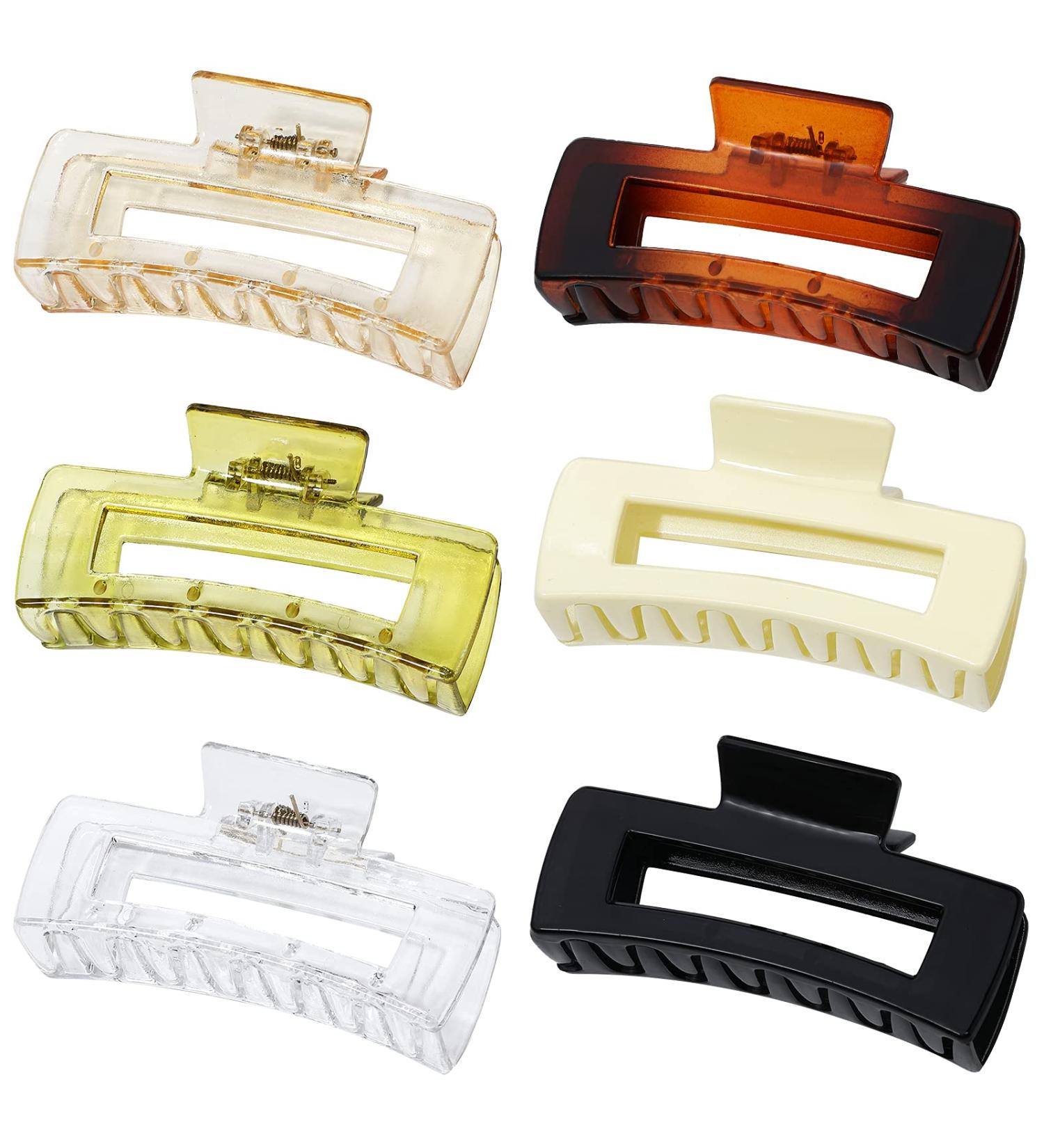 6 Pack 4.1 Inch Hair Claw Clips for Thick Hair - Non-Slip Banana & Rectangular Jaw Clips for Women and Girls - 6 Count - Buy Online on GoSupps.com