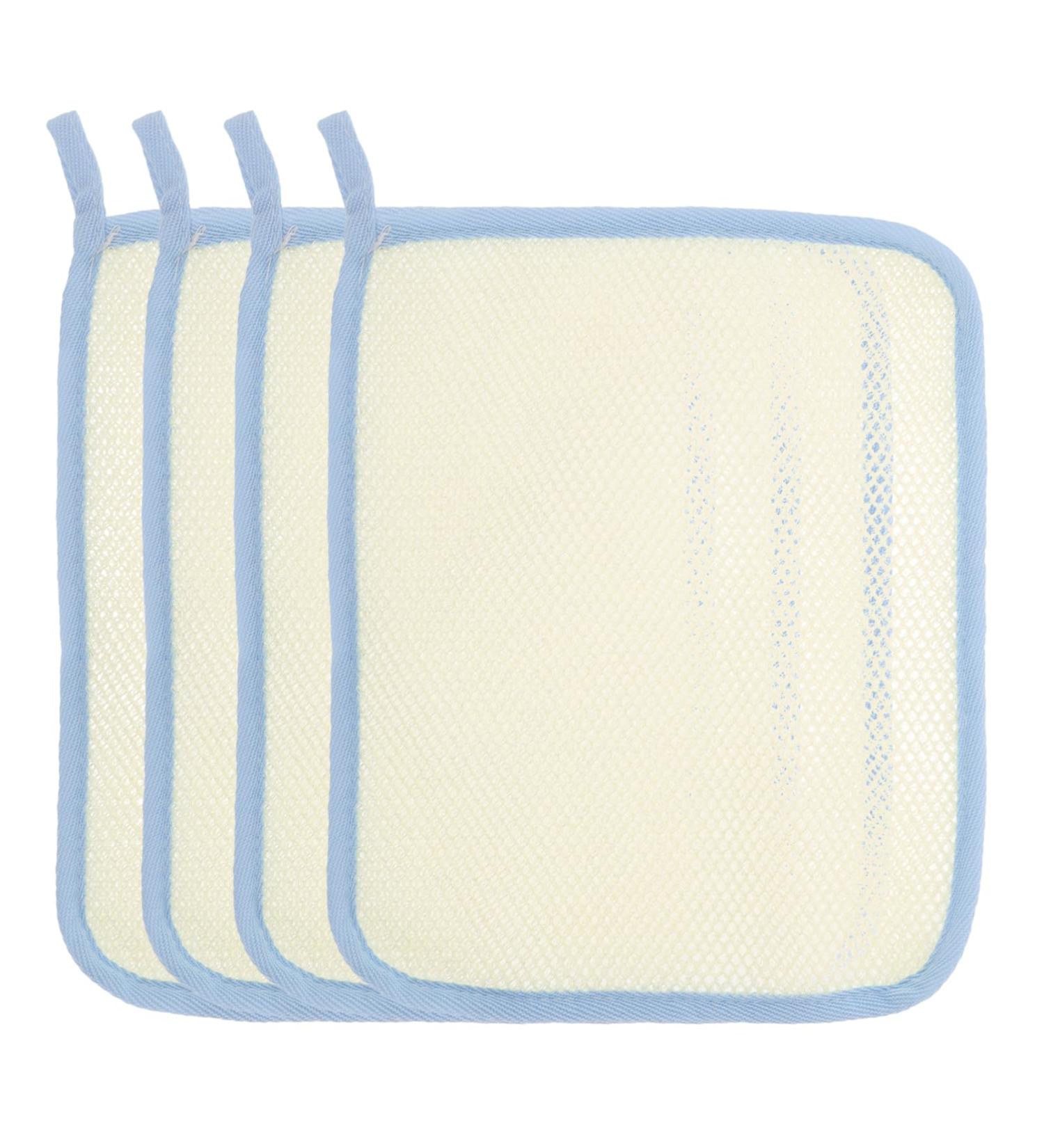 FOMIYES 4pcs Square Towel Soap Bag Buffing Wash Cloth Exfoliating Body Cloth Shower Loofah Towel Nylon Beige - Buy Online on GoSupps.com
