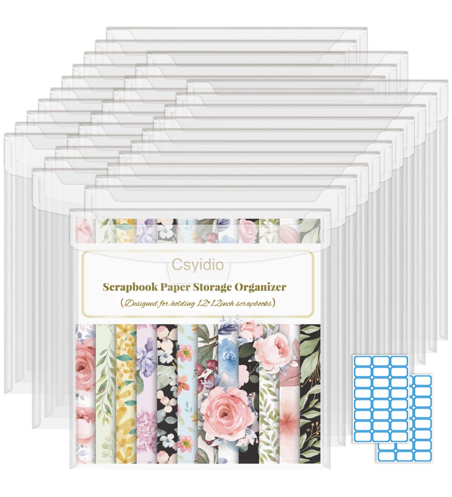 Csyidio 32 Pieces 12x12 Inch Scrapbook Paper Storage Organizer with Label Stickers  Paper Storage Organizer with Sealing Design PVC and Acid-Free for Holding Scrapbook Paper  Vinyl Paper  Photos - Buy Online on GoSupps.com