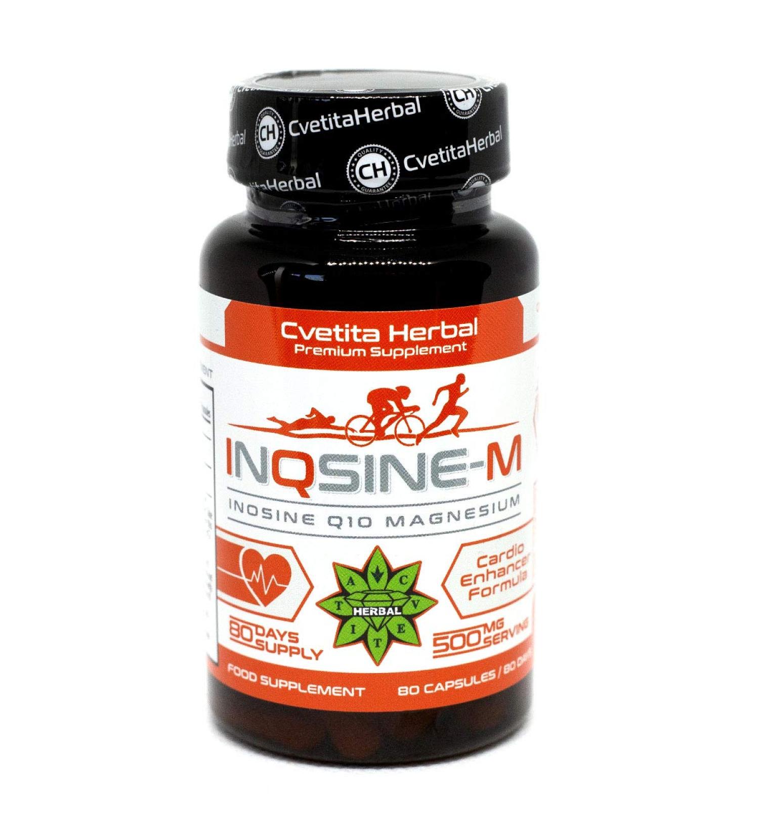Inqsine-M 500mg | 80 Vegan Capsules for Healthy Cardiovascular Support | Coenzyme Q10 & Magnesium Citrate | Cvvita Herbal - Buy Online on GoSupps.com