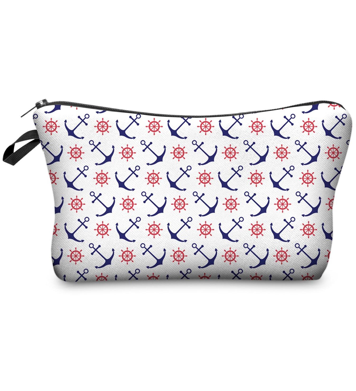 PREMYO Small Cosmetic Bag - Stylish Makeup & Pencil Case for Women - Perfect for Handbags - Anchor Design - Buy Online on GoSupps.com