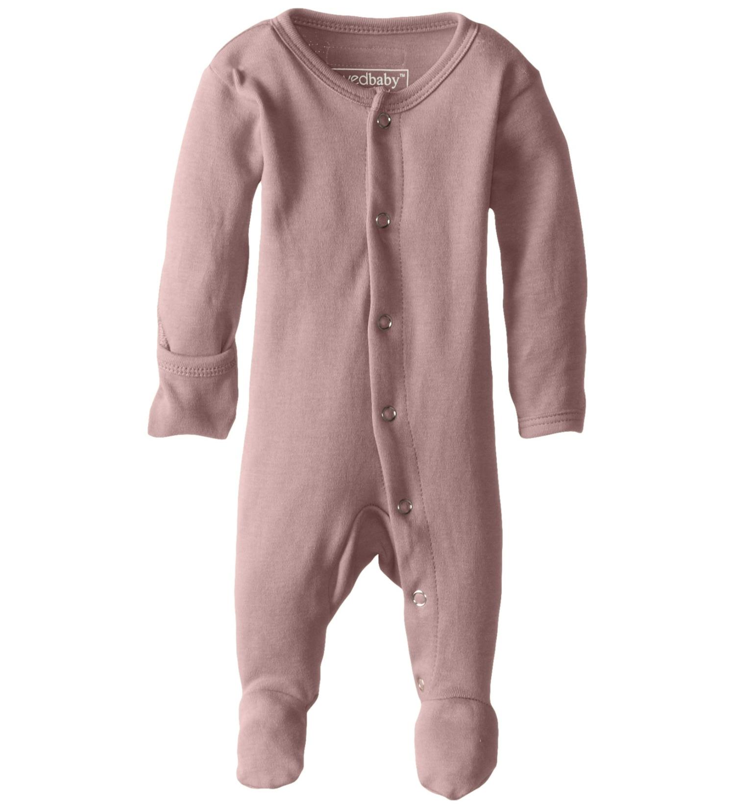 L'Ovedbaby Organic Snap Footie - Girls' 0-3 Months (Mauve) | Eco-Friendly Baby Pajamas - Buy Online on GoSupps.com