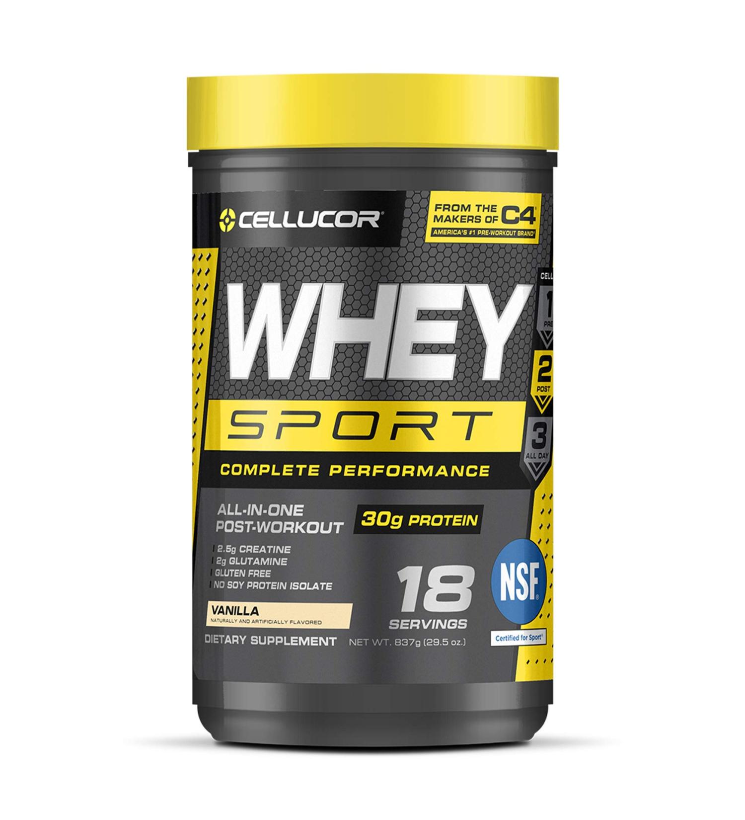 Cellucor Whey Sport Protein Powder Vanilla | Post Workout Recovery Drink with Whey Protein Isolate  Creatine & Glutamine | 18 Servings Vanilla 18 Servings (Pack of 1) - Buy Online on GoSupps.com