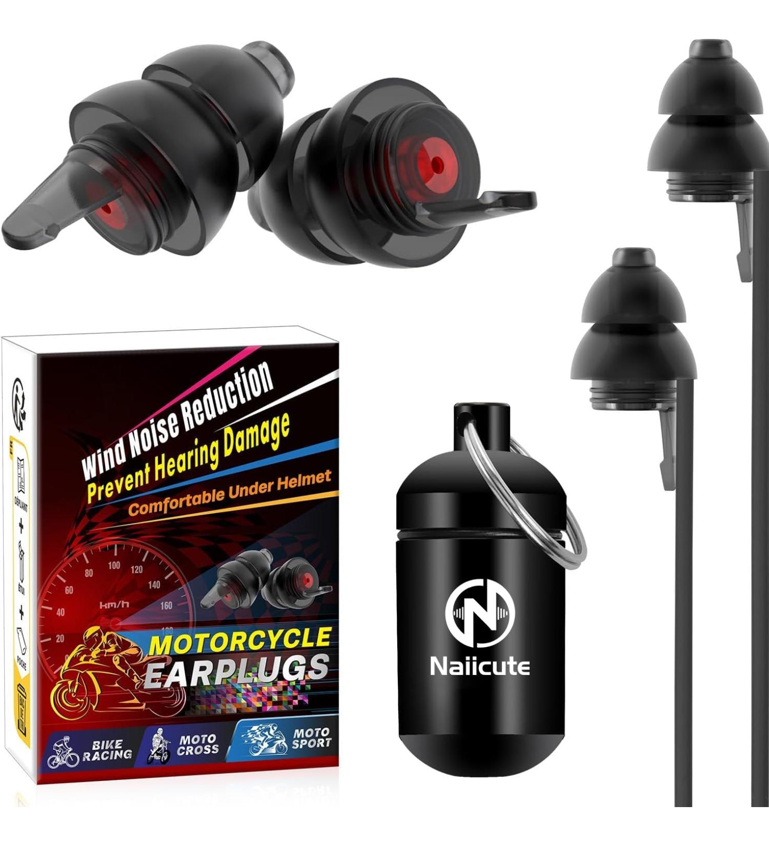 Naiicute Motorcycle Earplugs with Band - 2 Pairs Soft Silicone Hearing Protection -25dB Noise Reduction Transparent Black for Riders & Tourists - Buy Online on GoSupps.com