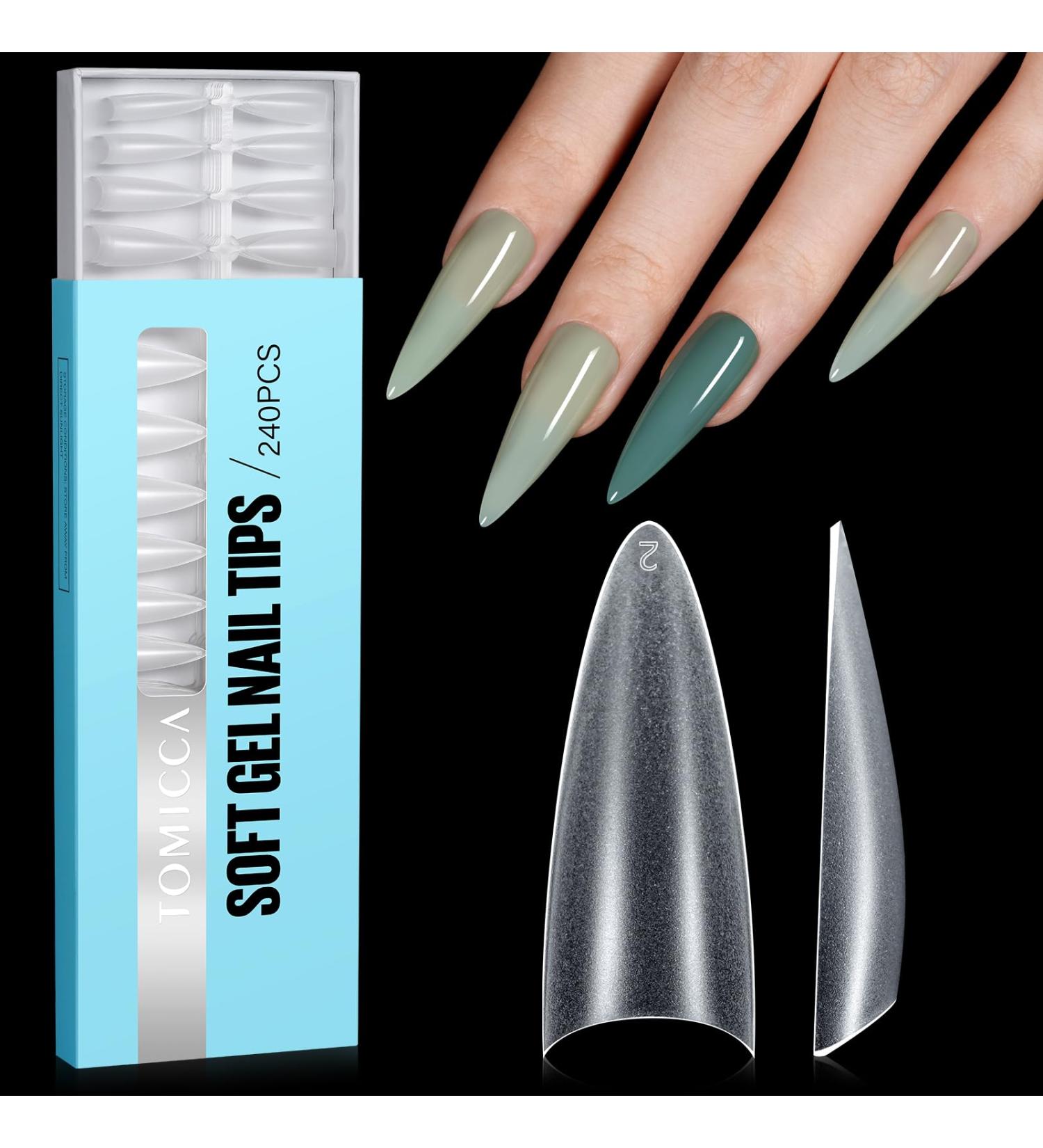 Shop Tomicca 240 PCS Clear False Nail Tips - Acrylic Half Cover French Stilettos - 12 Sizes for Nail Studios & DIY Extensions - Buy Online on GoSupps.com