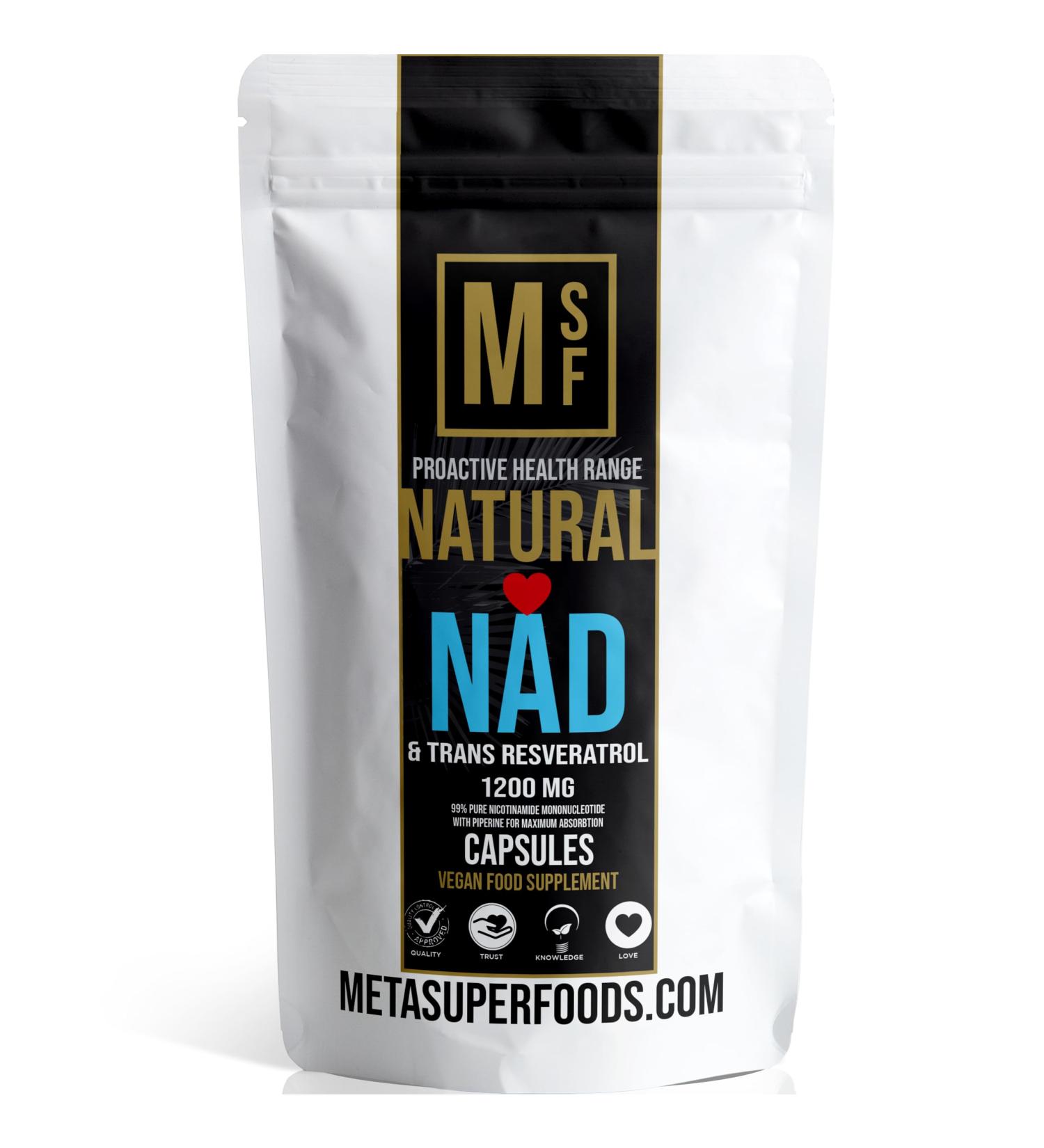 NMN with Trans Resveratrol | 99% Super Strength Anti Ageing | (1200mg) Serving | 60 High Potency Capsules NAD+ | Vegan | with Piperine for Max Absorption | All Natural Ingredients | Trusted Brand